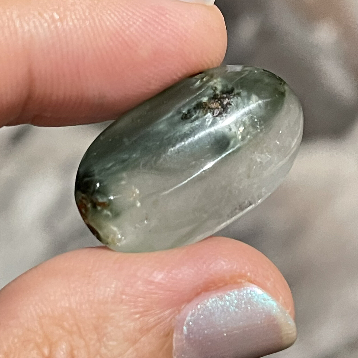 25.6×15.4x6mm Green Angel Hair Quartz Oval Cabochon Loose Gem Stone