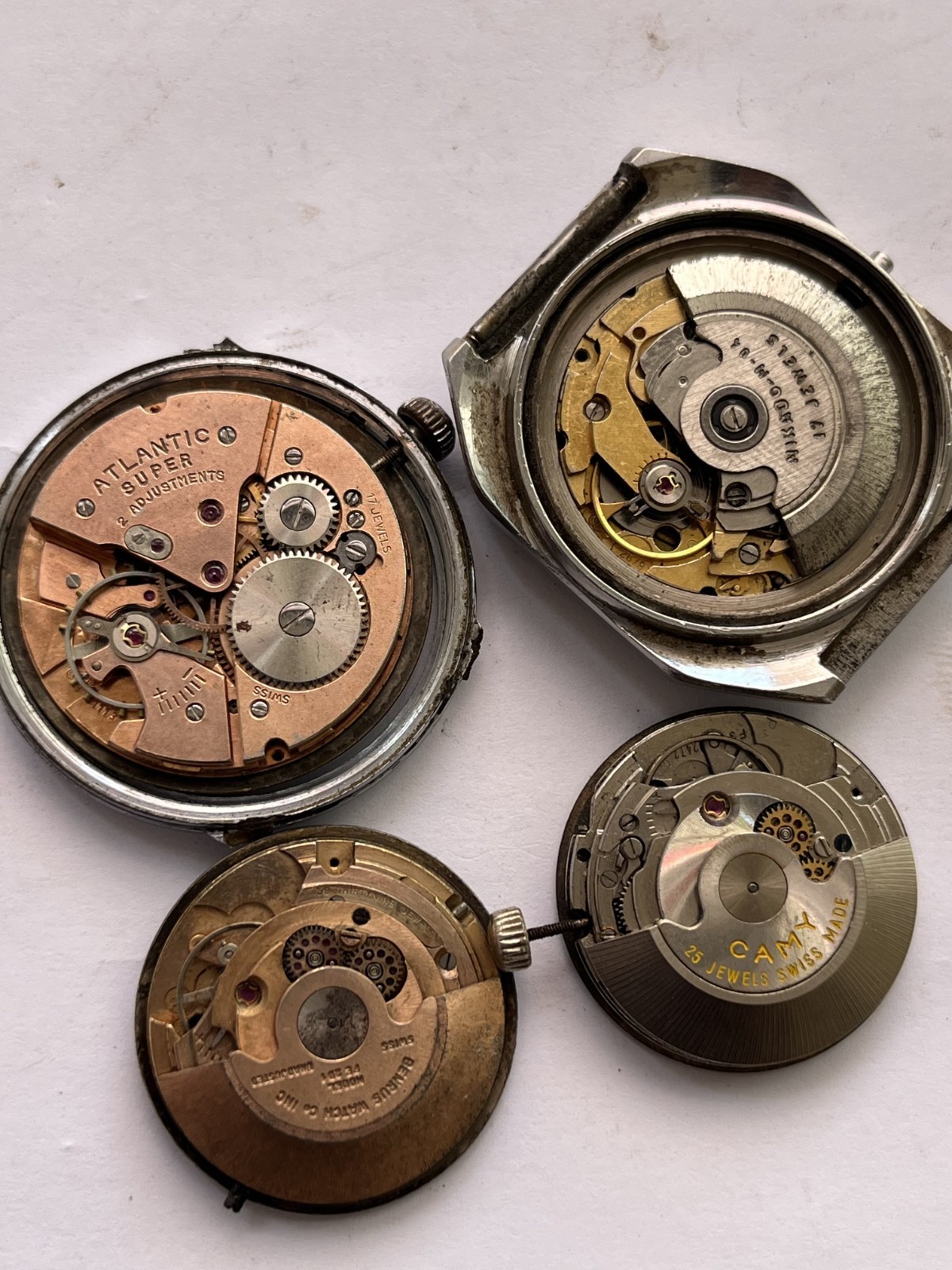 VTG Swiss ETA Movement Lot 1113 2472 2879 2451 Benrus Atlantic Camy For Parts