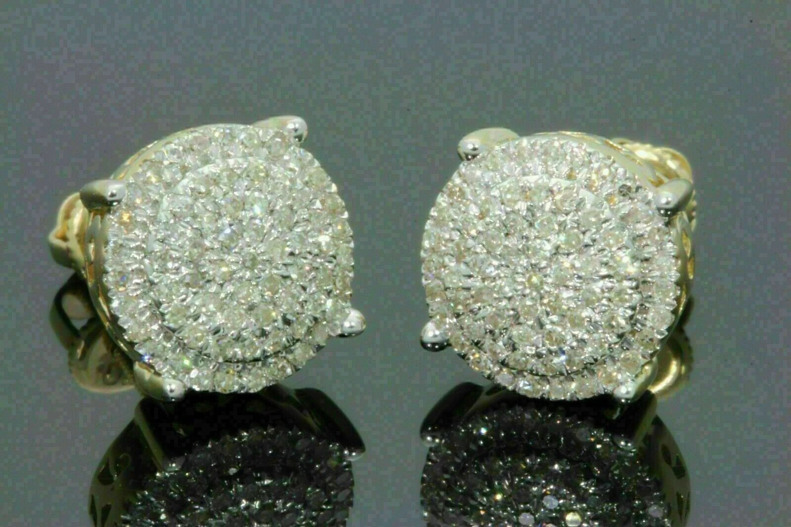 Men’s Women’s 14K Yellow Gold Over 2Ct Lab-Created Diamond Cluster Stud Earrings