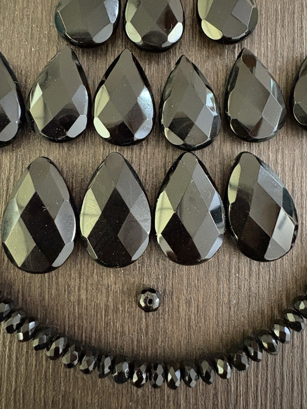 LOT of Mixed Black Onyx Stones Beads Drops Roundelle Faceted Read Info NOT Shiny