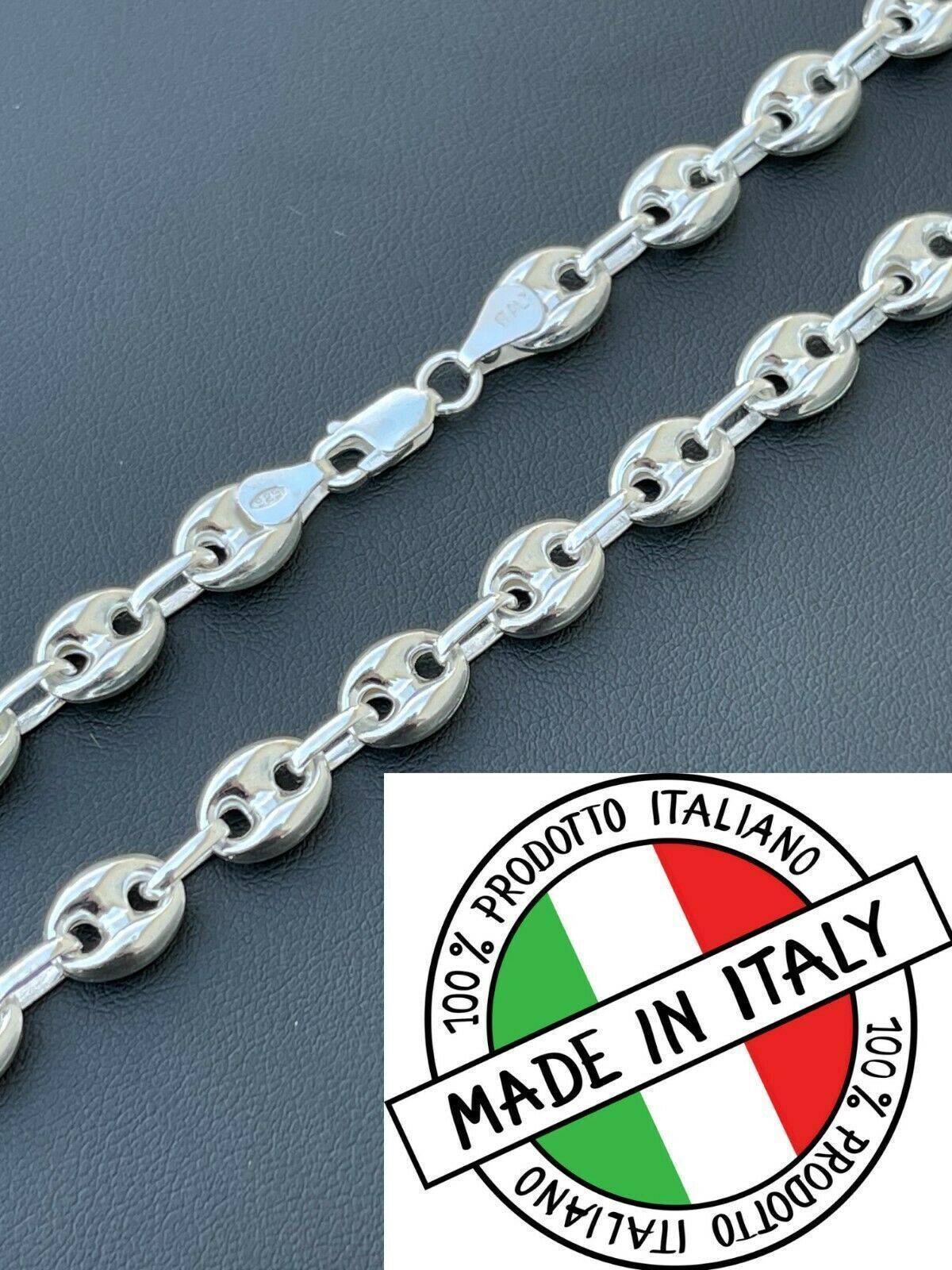 Real 925 Sterling Silver 8mm Puffed Mariner Link Chain Necklace Bracelet 7″-30″