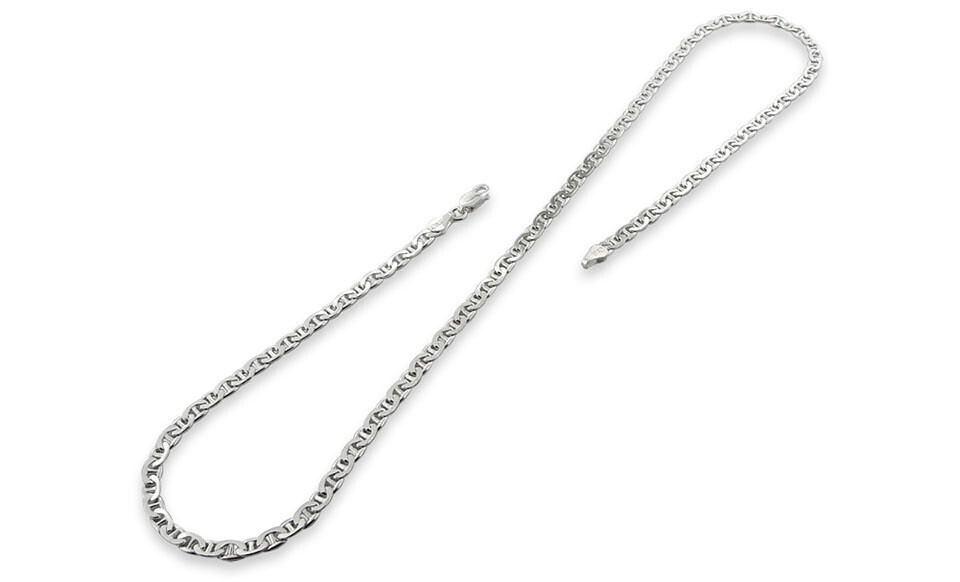 925 Sterling Silver 4.5MM Italian Flat Mariner Link Chain Necklace, Anchor, Gift