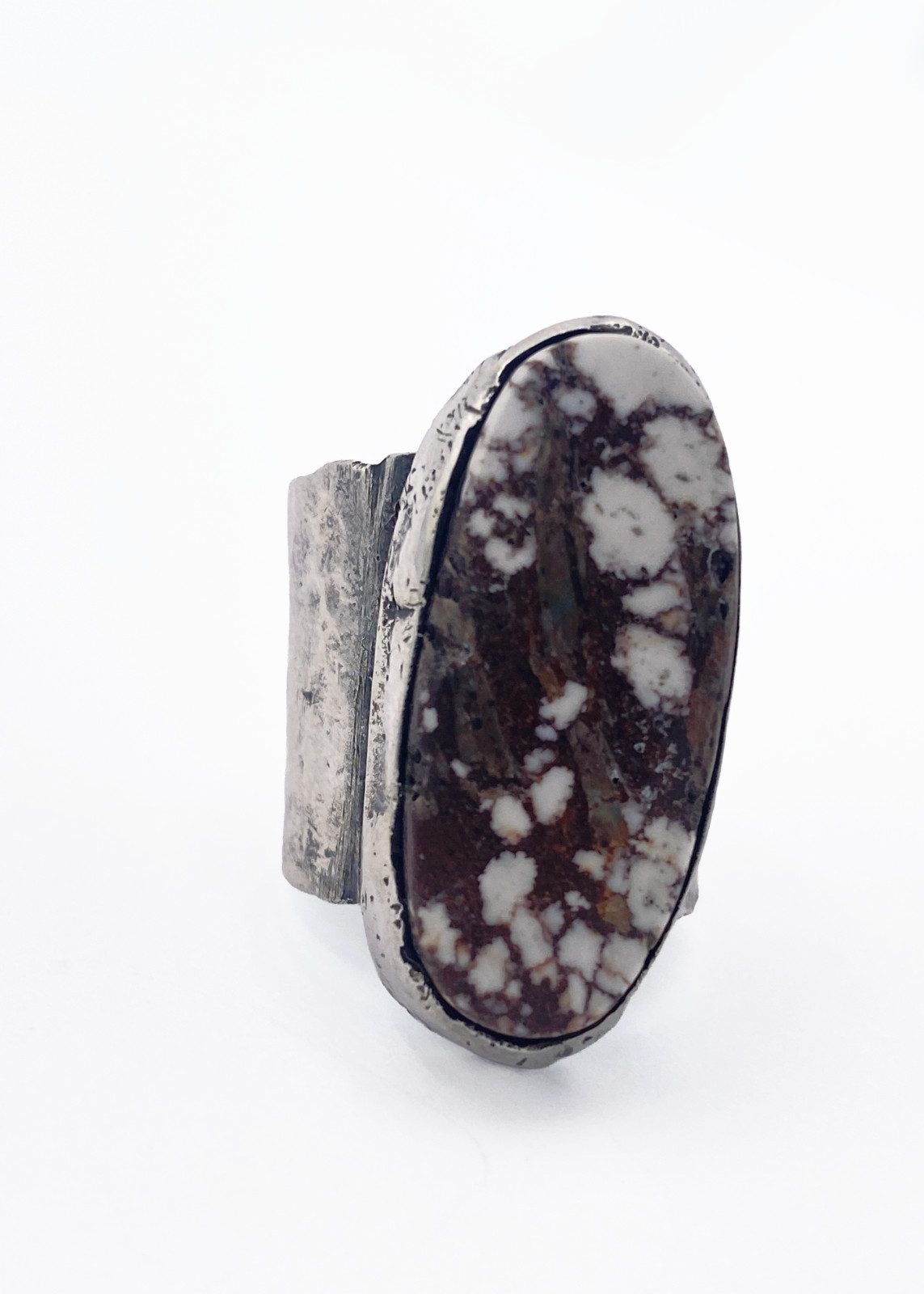 Wild Horse Jasper Sterling Silver Statement Ring Size 5 Brown White Artisan
