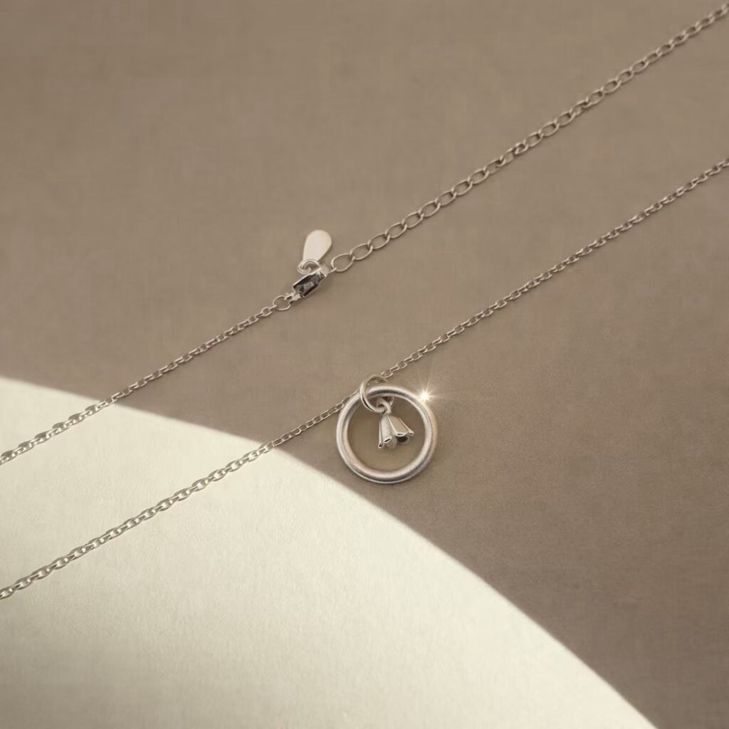 Flower Circle Pendant Necklace for wome Lily of the Valley Tiny Floral Charm 030
