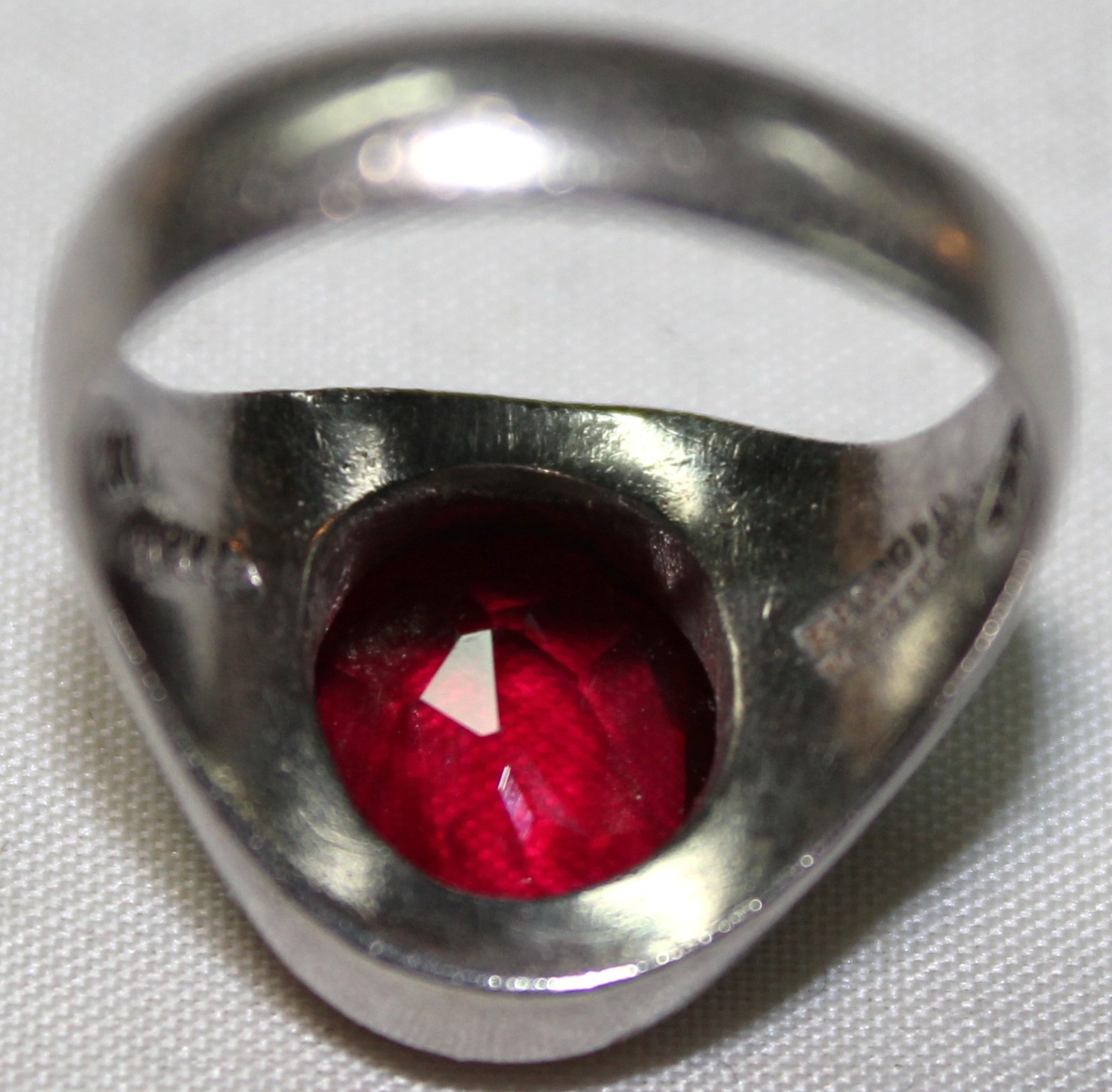 TT) RARE SIGNED HECHO EN MEXICO 9.25 W/ TAXCO LAB Created RUBY Wt 11.2 gr Sz10