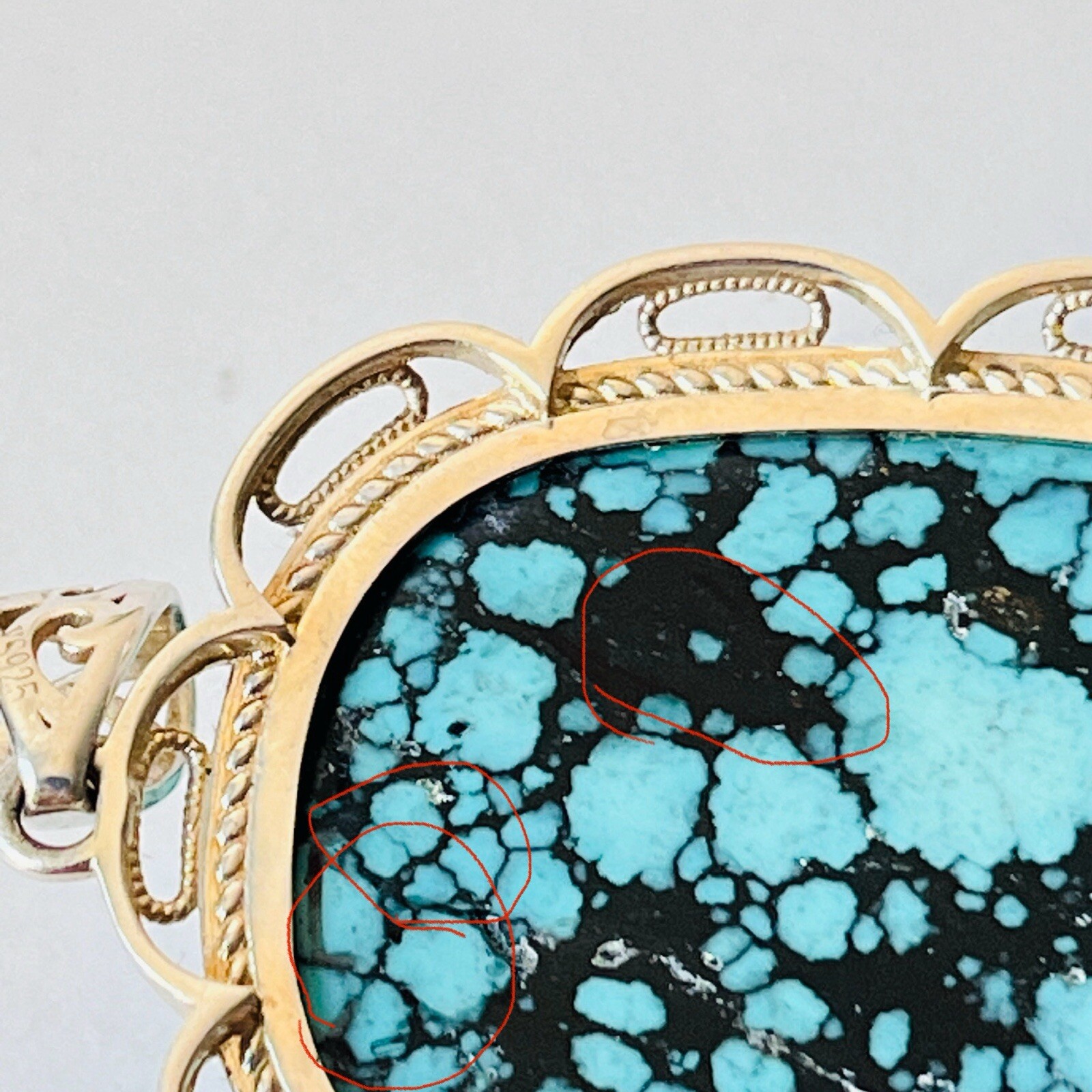 Natural Turquoise Lander Blue Gemstone Amulet Pendant Necklace Handmade Gift