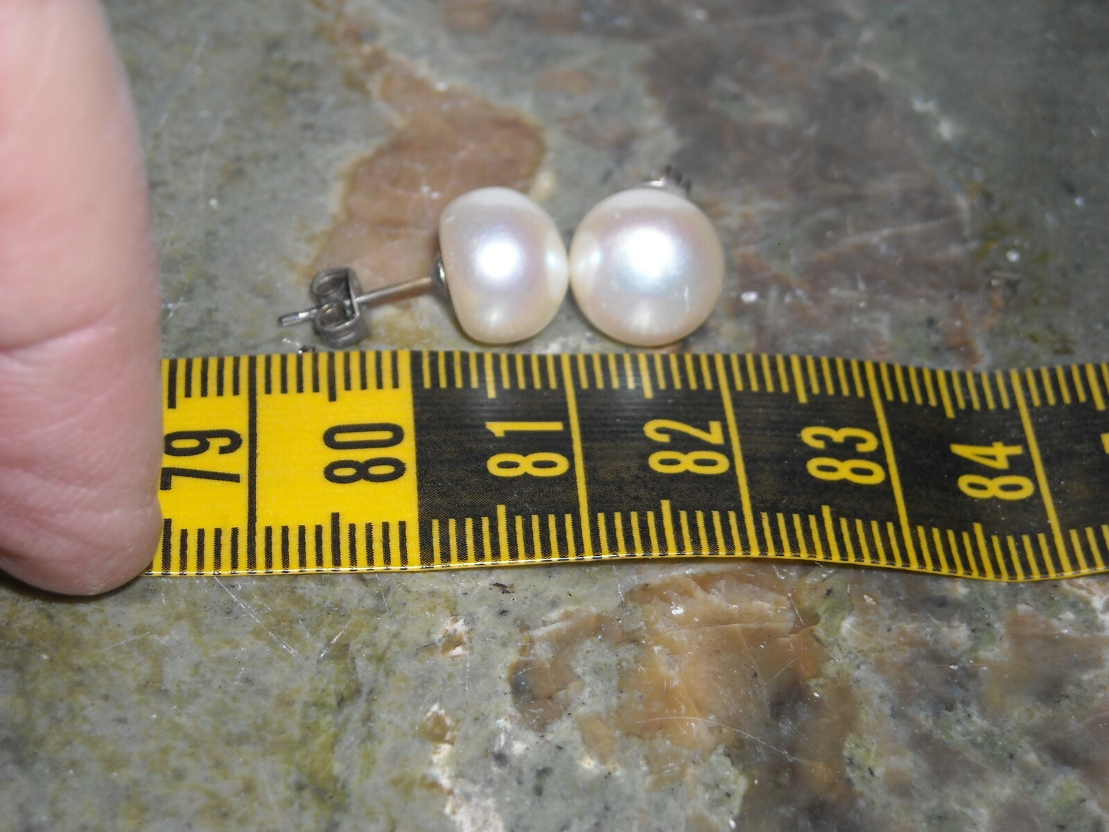 sterling silver large 10mm wide X 7mm high approx real pearl post earrings