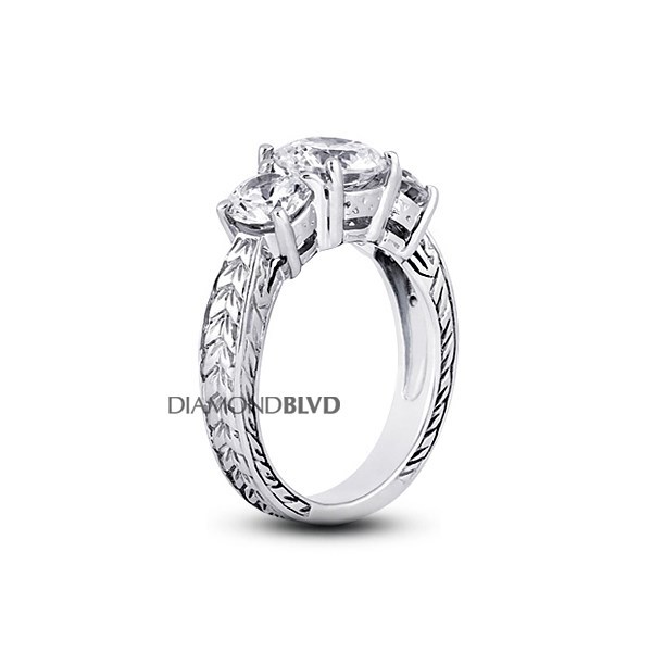 0.76ct E/SI1/Ex Round Earth Mined Diamonds 14K Vintage Basket Accents Ring 3.8gr