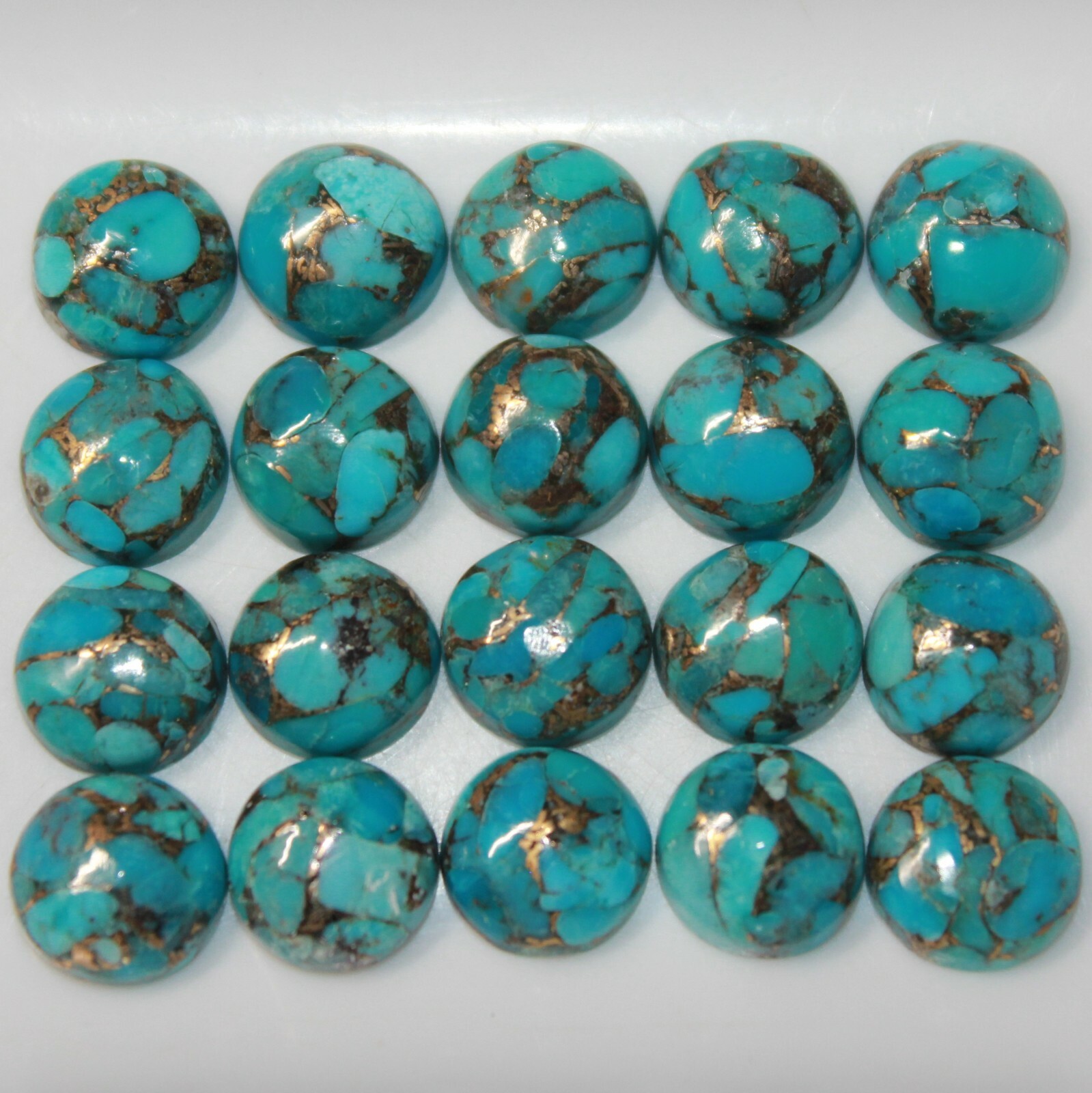 Blue Copper Turquoise 3mm, 4mm, 5mm, 6mm, 8mm, 10mm & 12mm Round Cabochon Gems