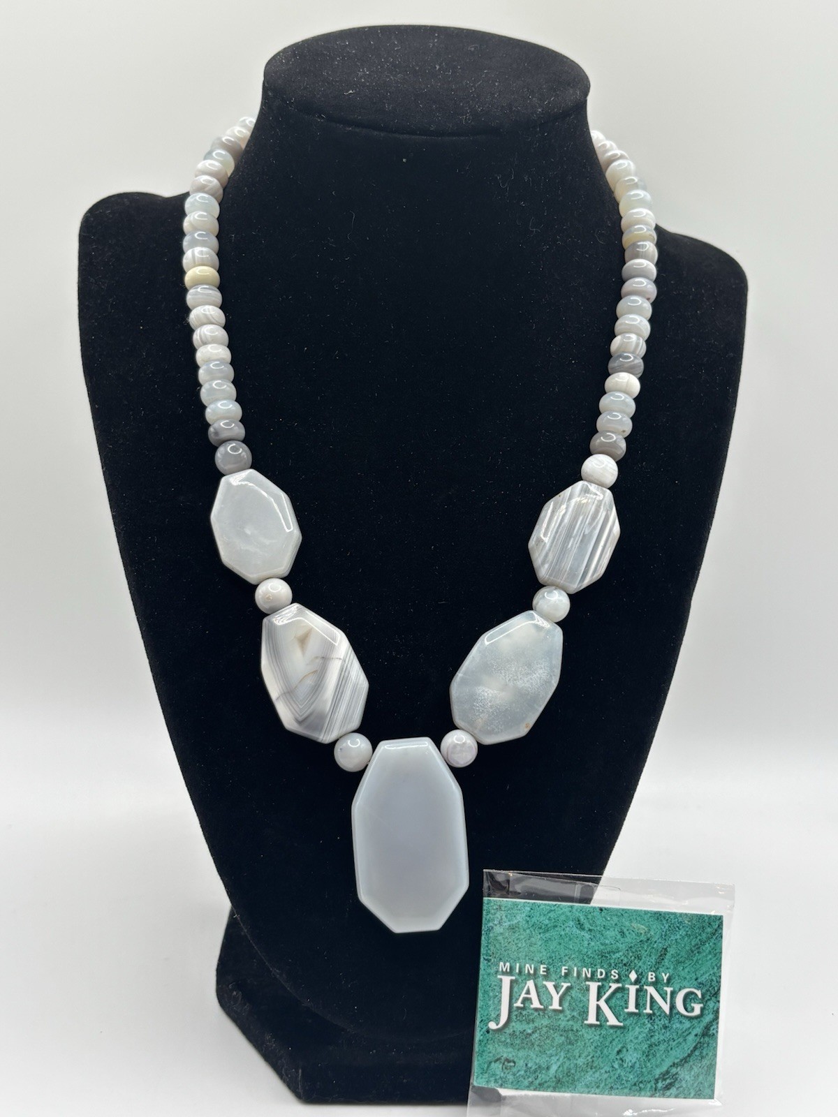 DTR Mine Finds by Jay King Gray Lace Agate Sterling Silver Necklace