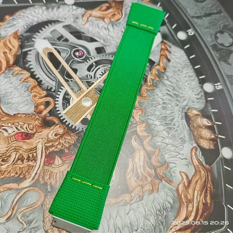 Replacement Green Elastic Watch Strap Fits Richard Mille RM67 01 02 S M Sizes