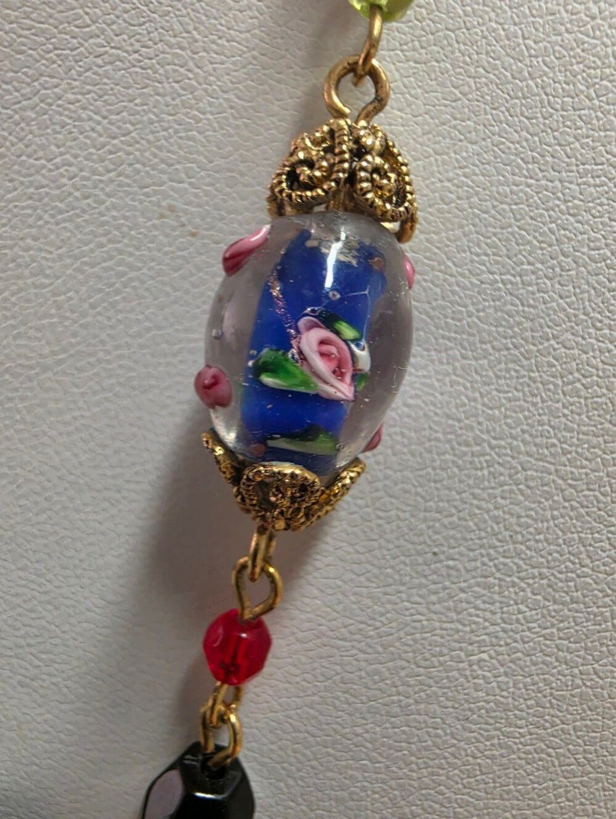 Venetian Style Lamp Work Glass Beaded Renesaissance Revival Style Necklace