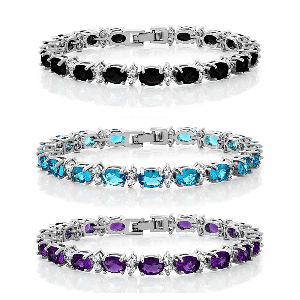 Gorgeous 20.00 Ct Oval 7 Inch Set Of 3 Sparkling Cubic Zirconia Tennis Bracelets