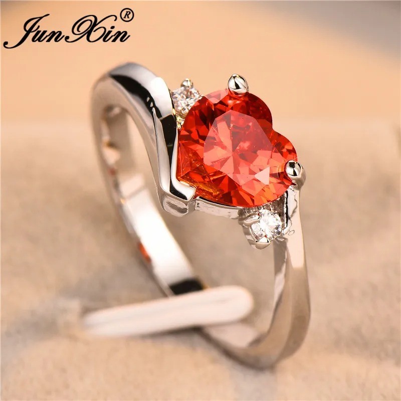 Elegant Heart Silver Filled Women Wedding Ring Birthstone Ring Sz 6-11