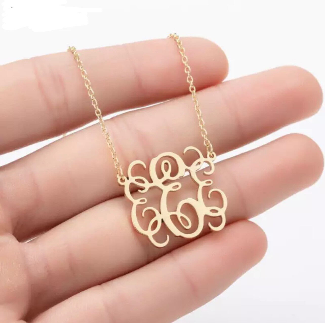Initial A-Z Monogram Pendant Necklace Gold Plated Personalized Name 18″ N53