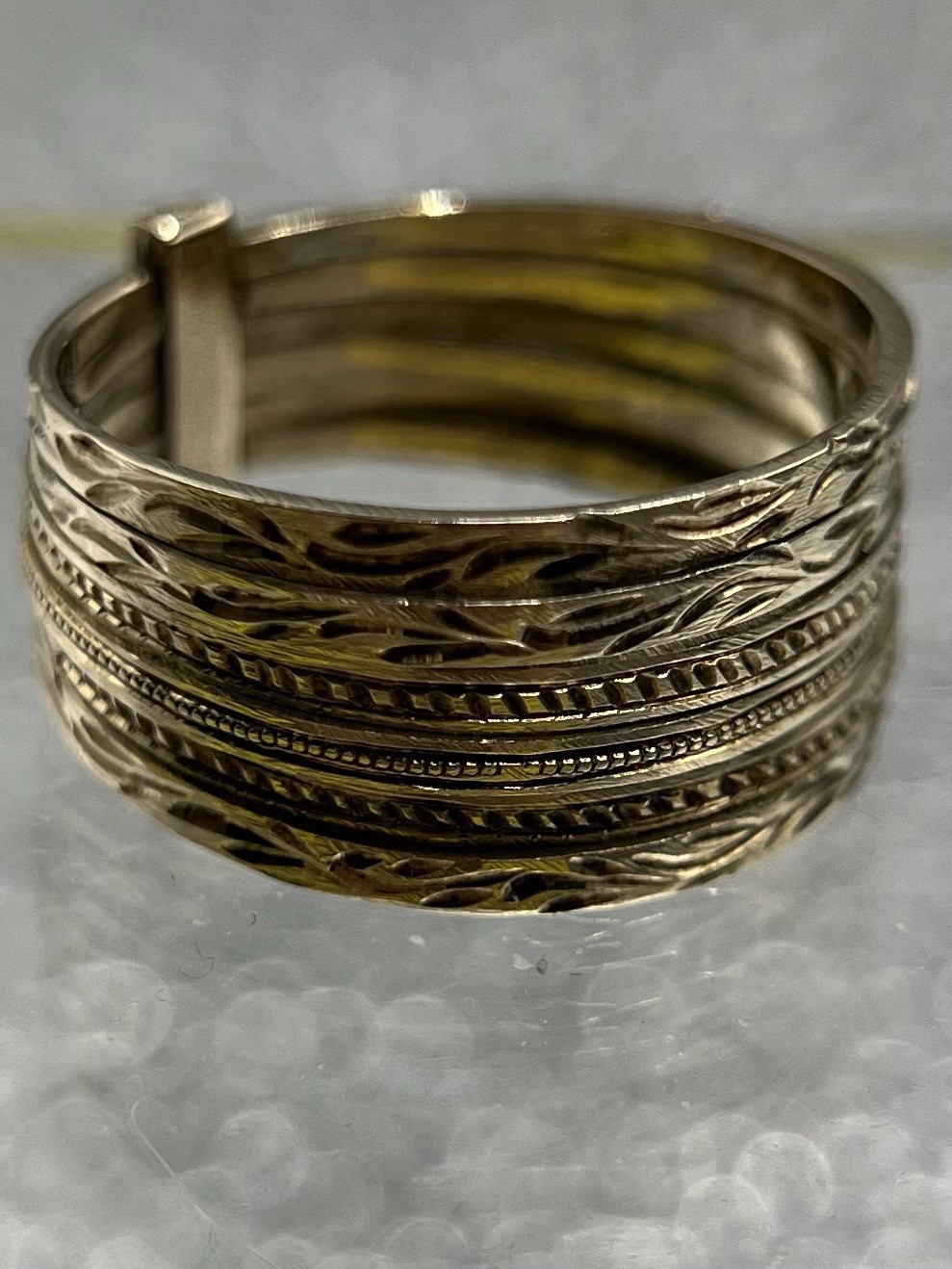 9.35mm Wide Band Stamped 12K Gold Turkish Harem Six Row Stack Ring Sz 7-7.25