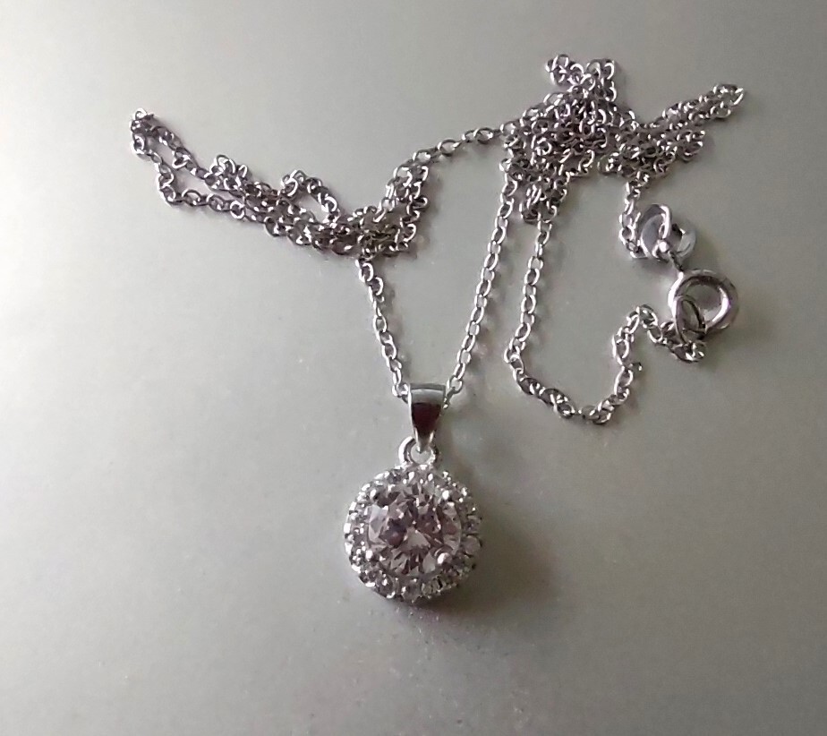 SILVER NECKLACE WITH CZ PENDANT 925 Fuzion Creations Int. Mark 18″ Chain VIDEO