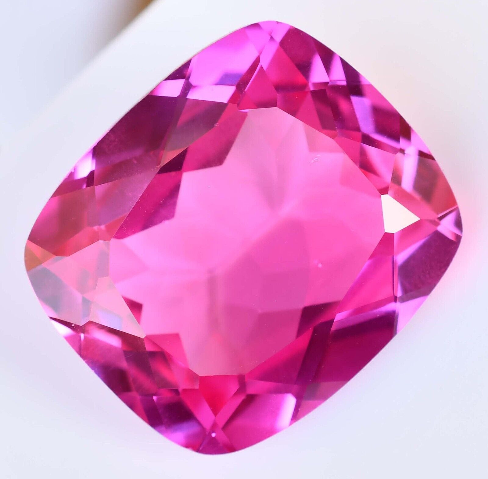 HUGE 89.95Ct Natural Mogok Pink Ruby Flawless Cushion Certified Treated Gemstone