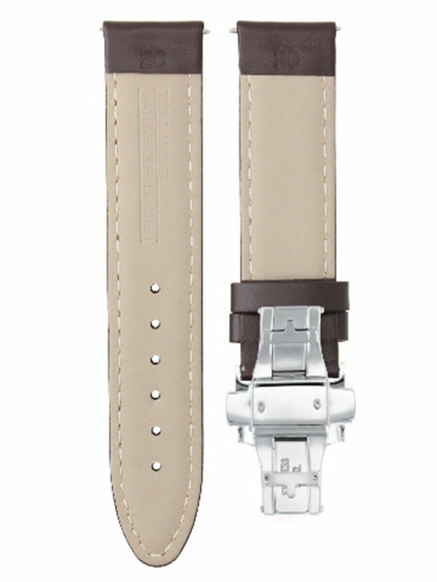 20MM SMOOTH LEATHER WATCH STRAP BAND BUCKLE FOR SEIKO SARB017 ,SNDC33 D/BROWN