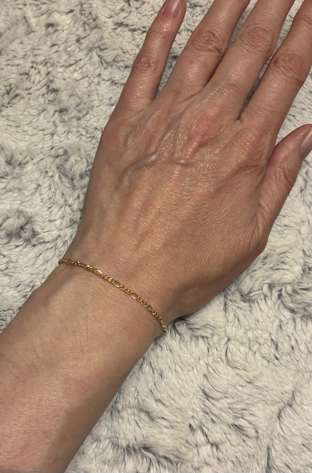 Figaro Link Bracelet 7.5in Solid 10kt Yellow Gold Lobster Clasp 2.1mm Brand New