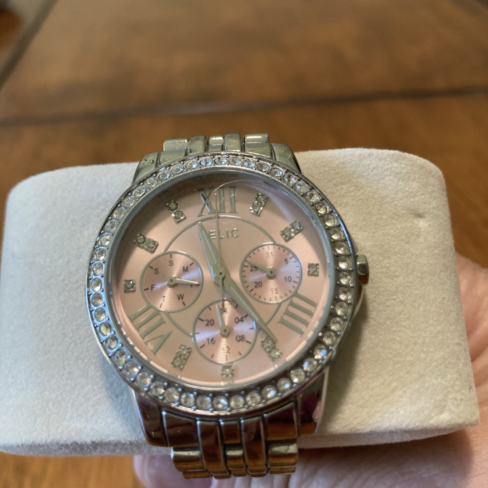 RELIC Ladies/Women’s Silver Chronograph Watch with Pink Dial ZR15752