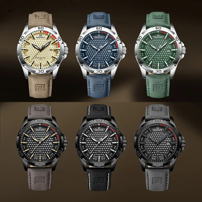 NAVIFORCE Men’s Business Watch Luxury Leather Band Quartz 30M Water Resistant