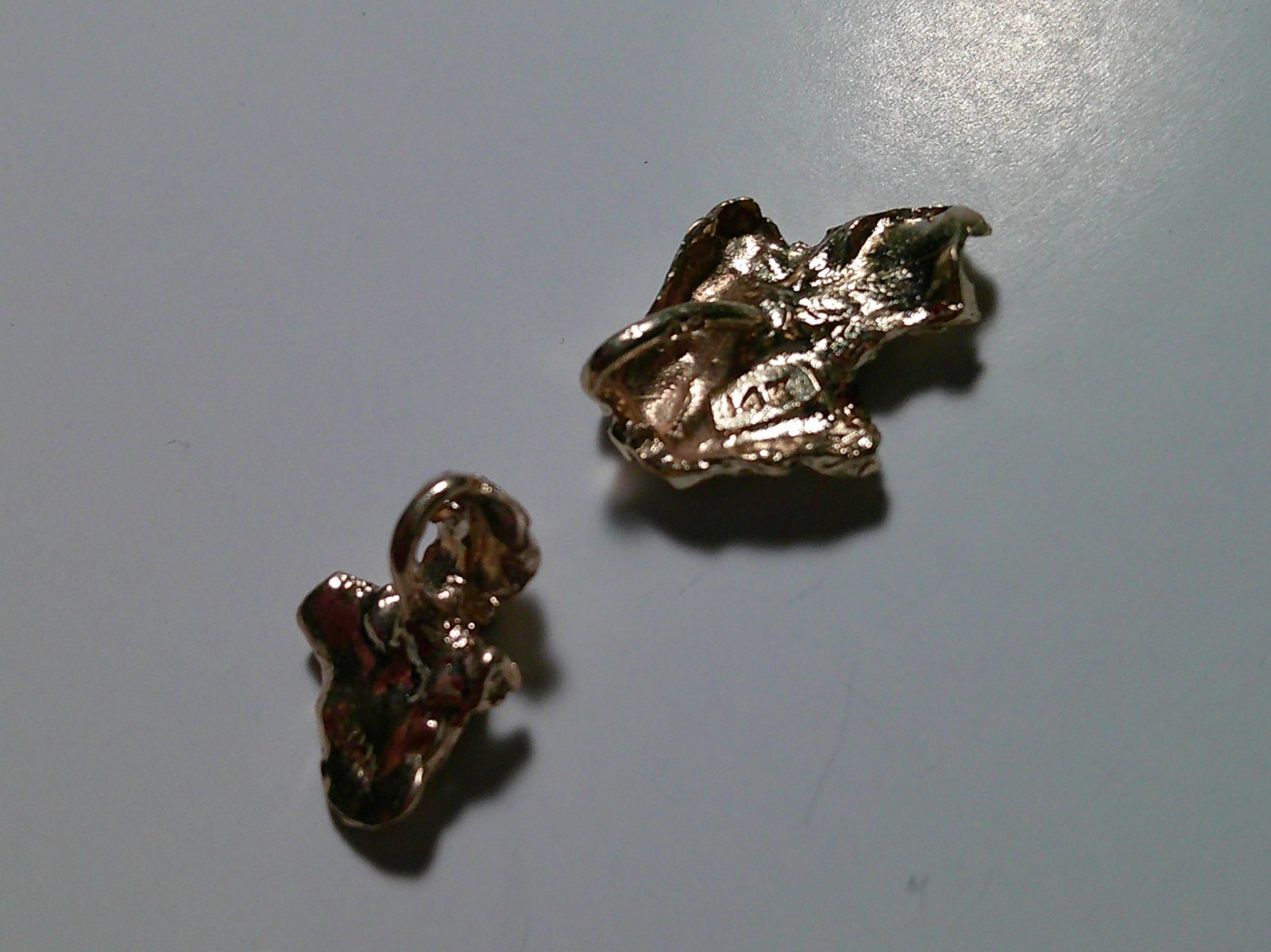 14k gold nugget slide style pendant (two)