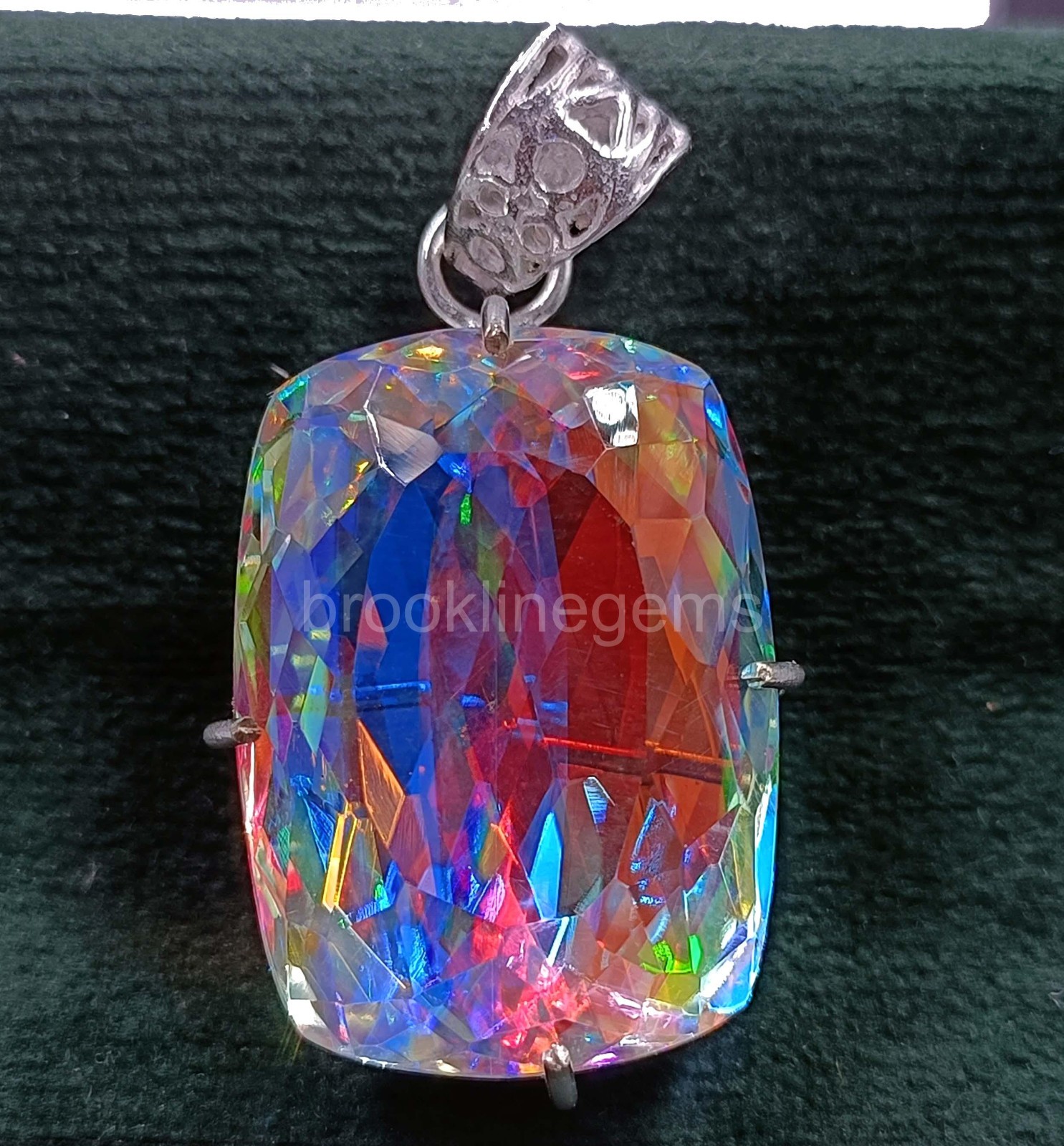 EGL 74.65 Ct Natural Mystic Topaz 925 Sterling Silver Pendant Loose Gems 5OSS