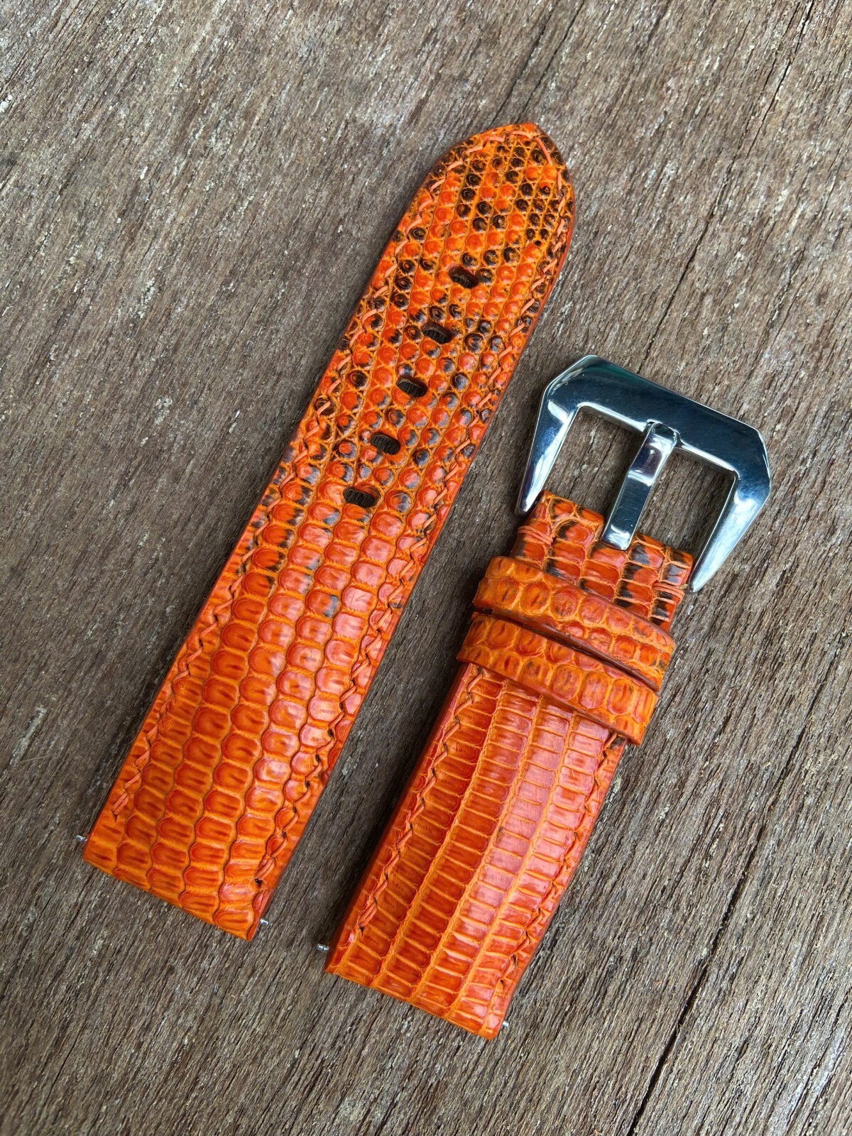 Orange Lizard Leather Watch Strap Band, Size 16mm 18mm 20mm 21mm 22mm 24mm 26mm