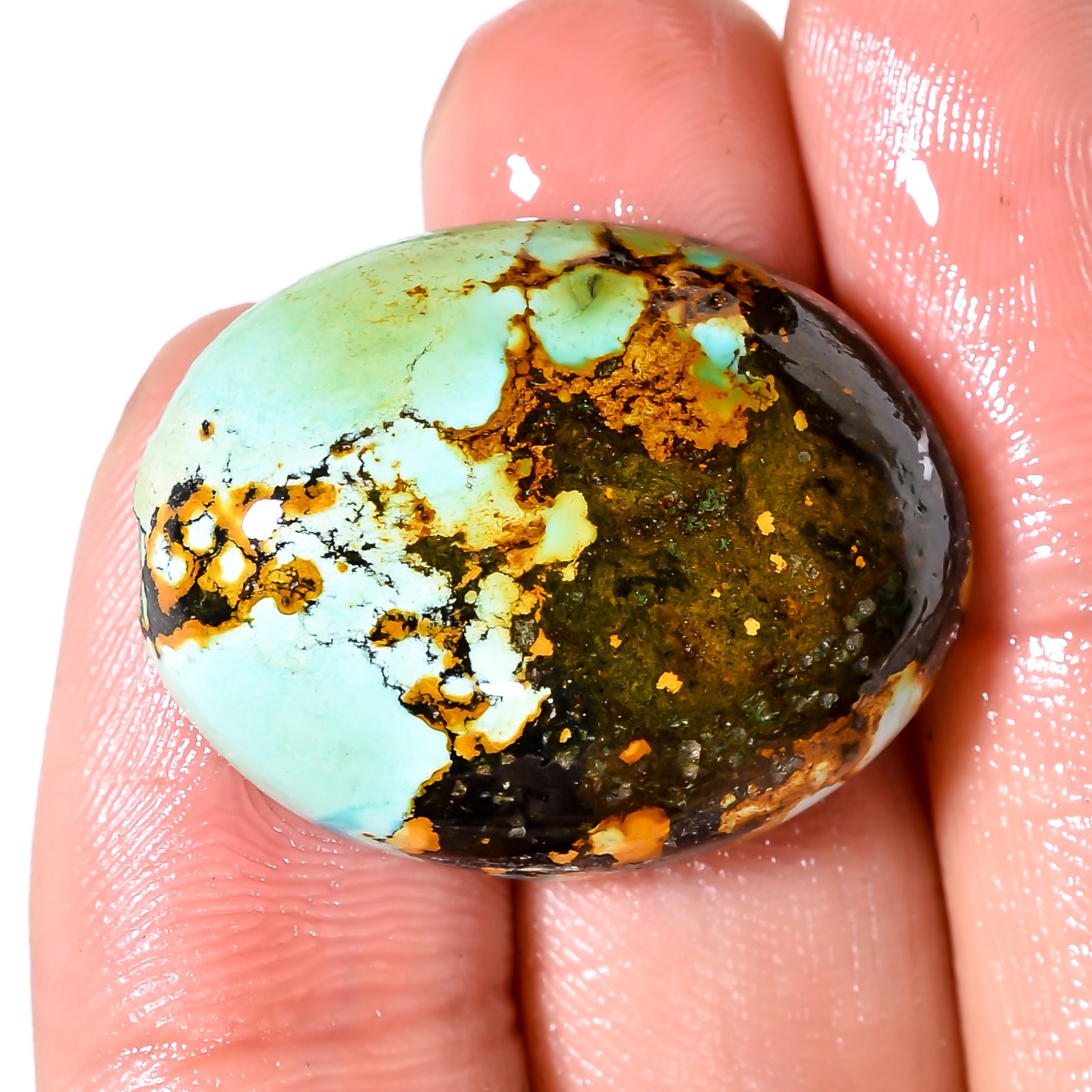 31.80 CT A+ 100% Natural TIBET TURQUOISE Oval Shape Cabochon 21X27X7mm Gemstone