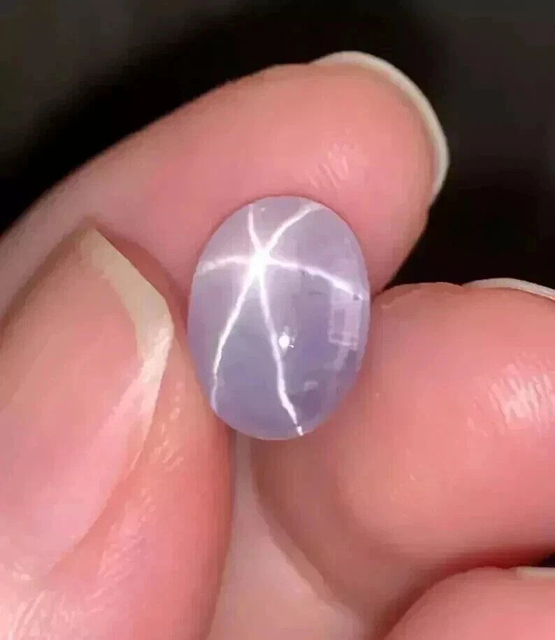 Cabochon Shape Natural White Star Sapphire 8.05 Ct Oval Loose Certified Gemstone