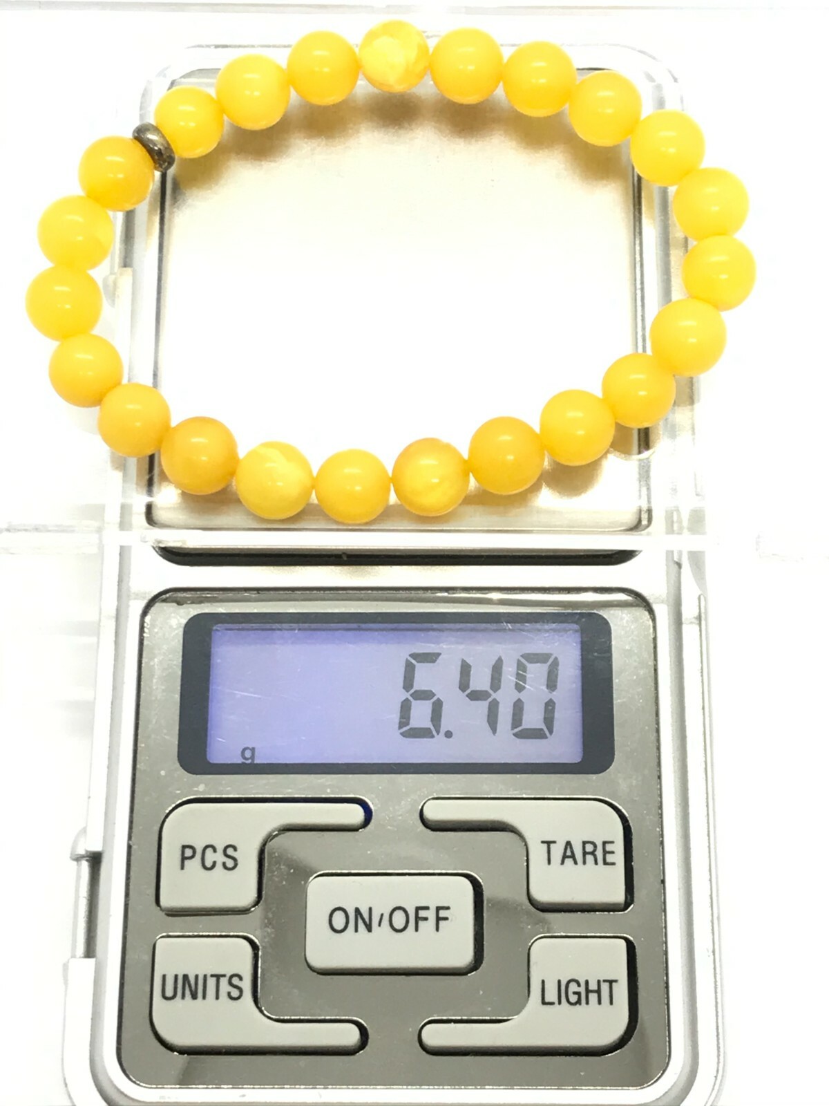 AMBER BRACELET Round Natural Baltic Amber Beads Egg Yolk Yellow Ladies 6,4g A104