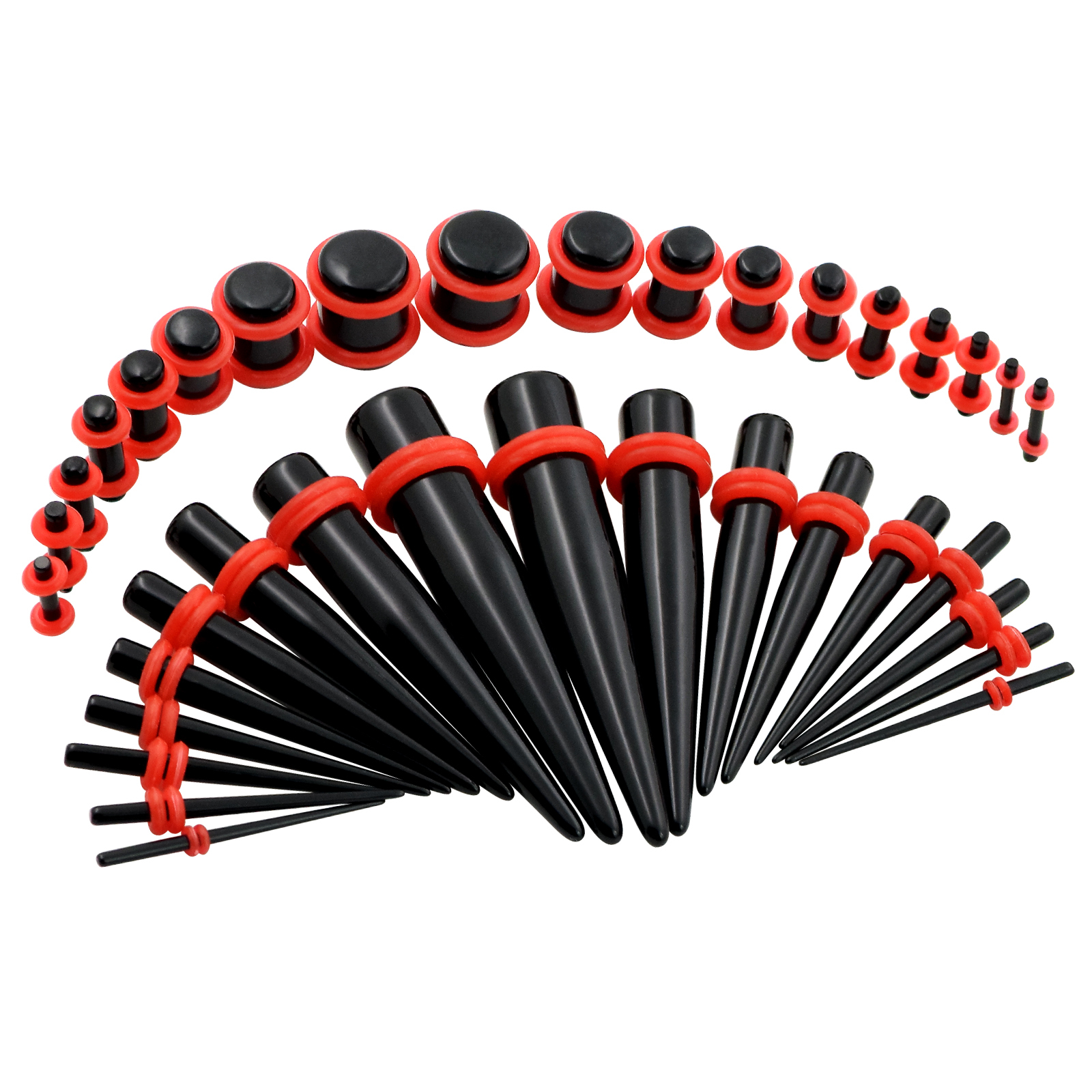 36Pcs Ear Gauge Taper Stretching Kit Ear Plugs Tunnels Expander Piercing 14G-00G