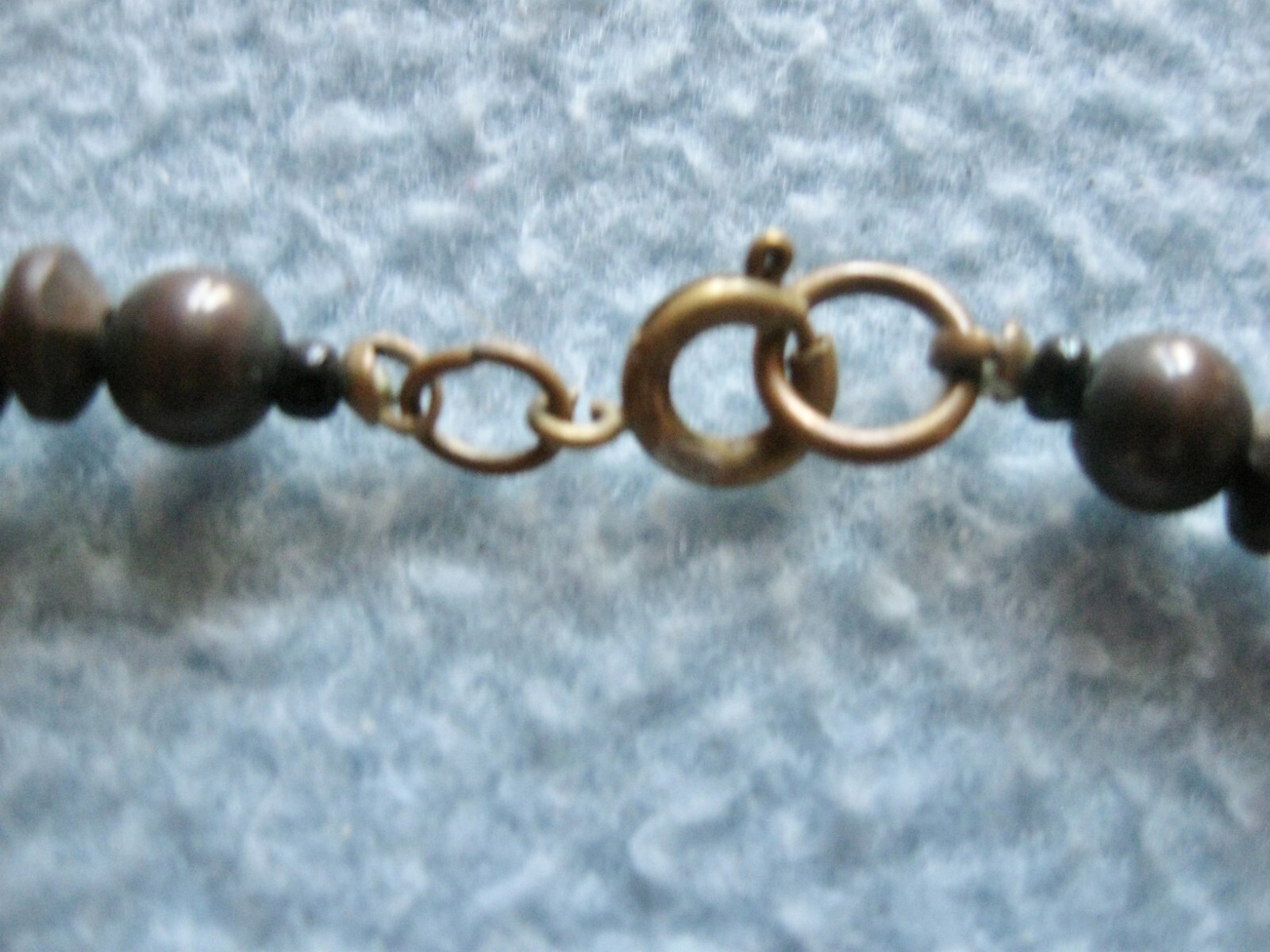 Choker Orange & Brown Beads Spring Ring Clasp; 6″ Diam or 9″ Drop; Quartz?