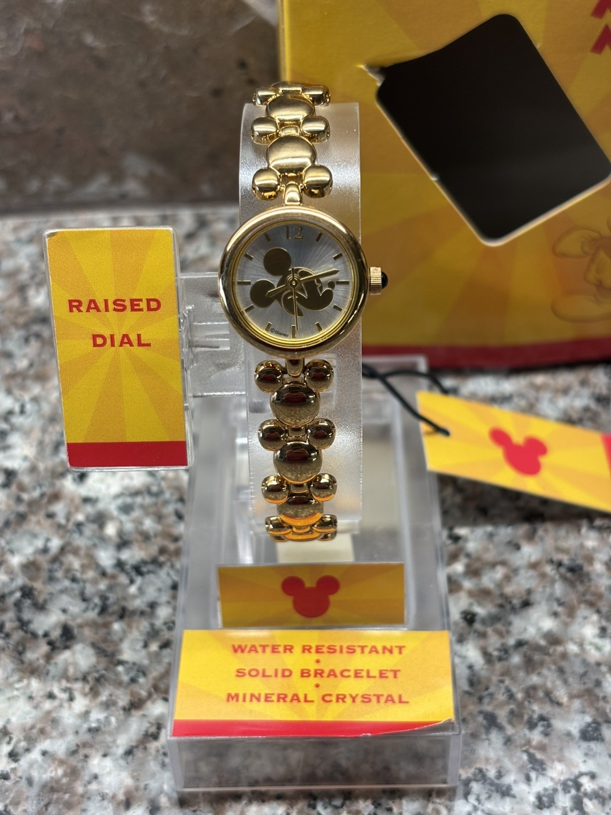 Disney Mickey Mouse Raised Dial Water Resistant Mineral Crystal Watch Bracelet