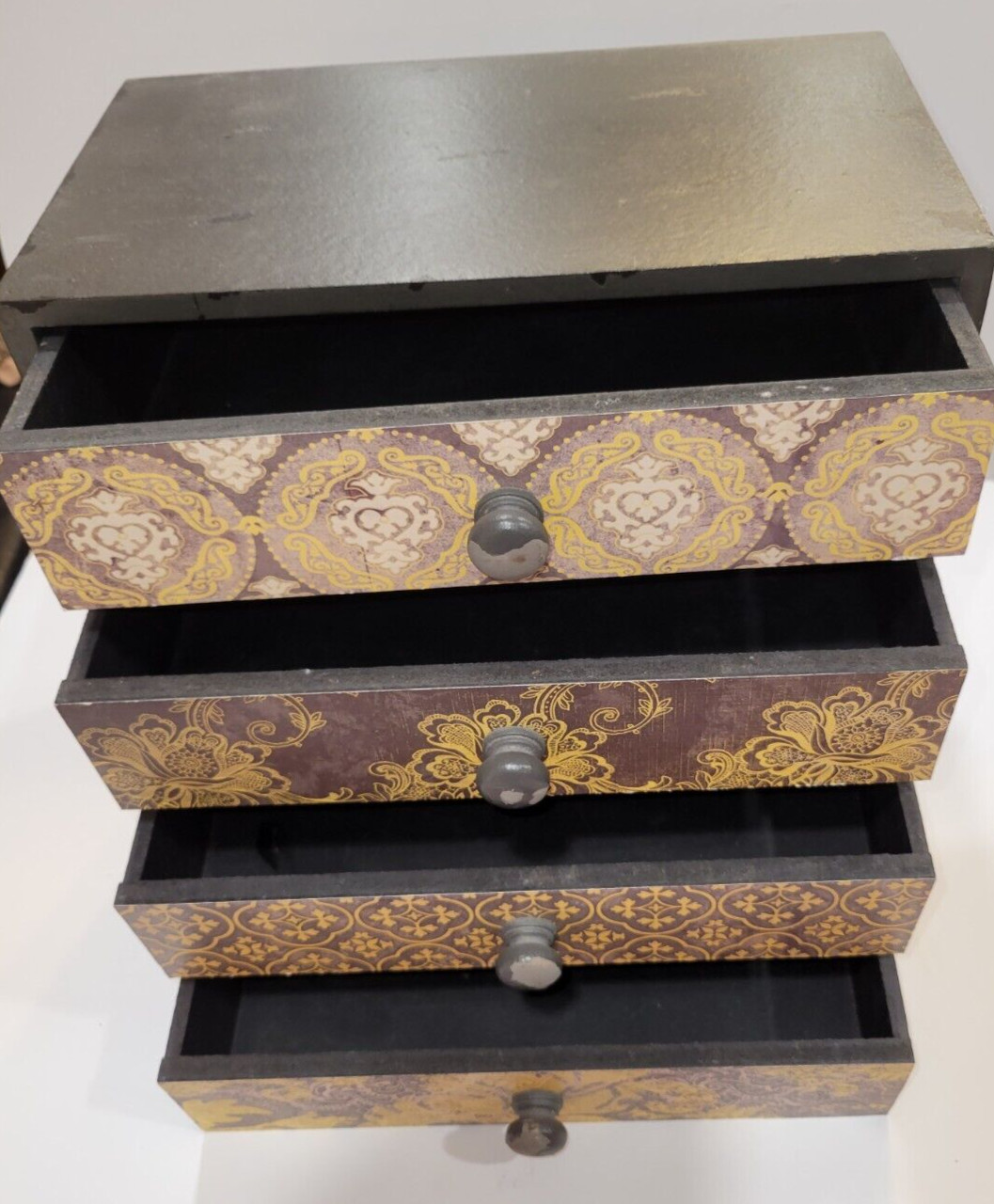 Wood 4 Drawer Mini Chest Jewelry Box Storage Chest Table / Desk Top Decor