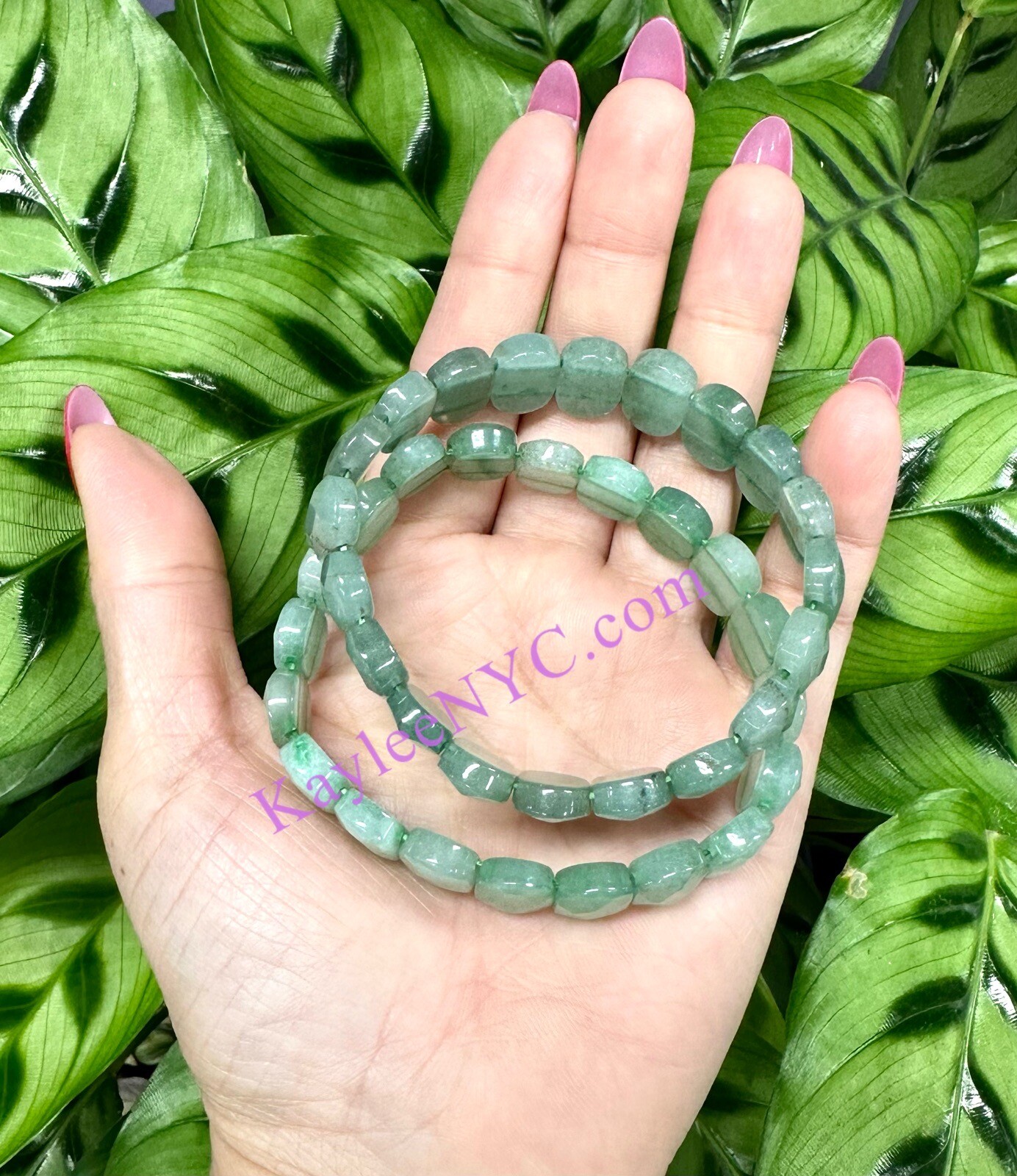 Wholesale 6 Pcs Natural Aventurine Faceted 7.5” Crystal Bracelet 15mm