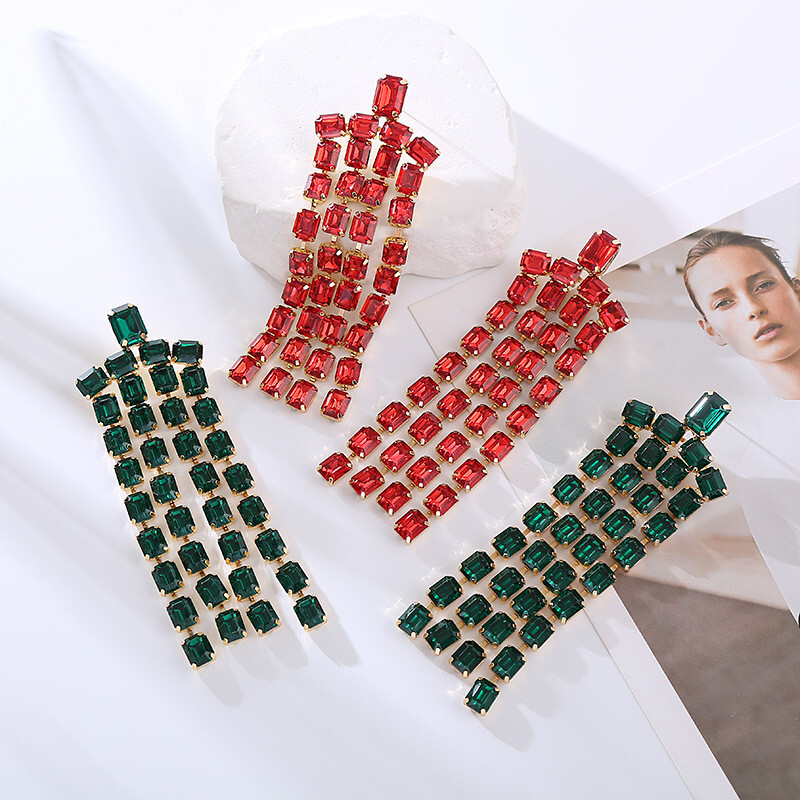 Earrings High-Grade Personality Exaggerated Trend Diamond Women Long Fringe