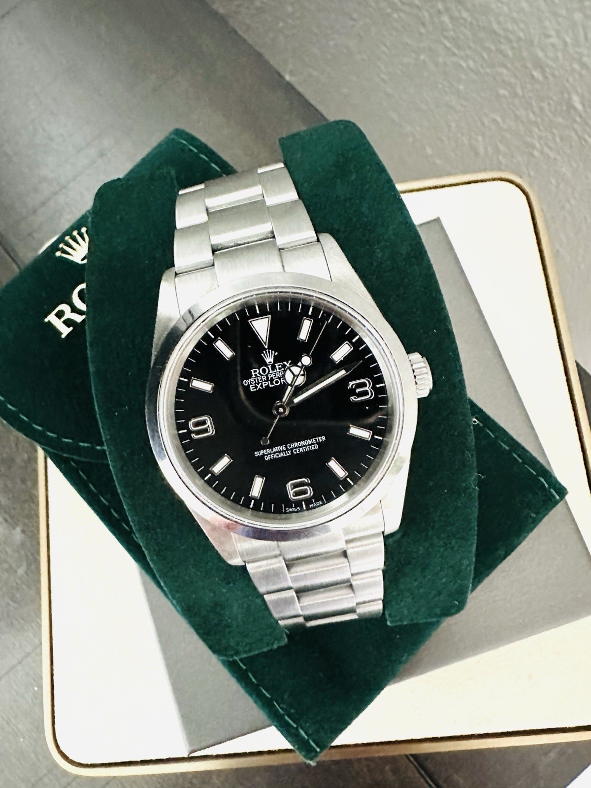 Men’s Stainless Rolex Explorer I Ref 114270 Black Dial Watch~ Z Serial