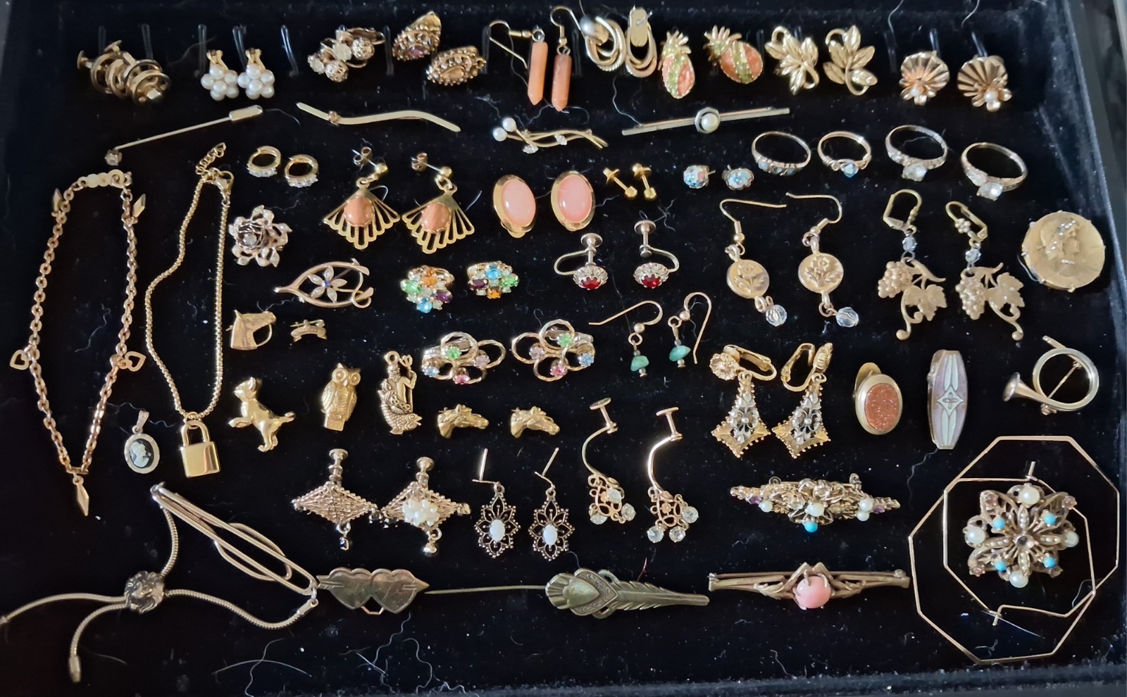 Antique 10k 12k Gold Filled Some Gold Plate Jewelry Lot 264g Wearable & Scrap