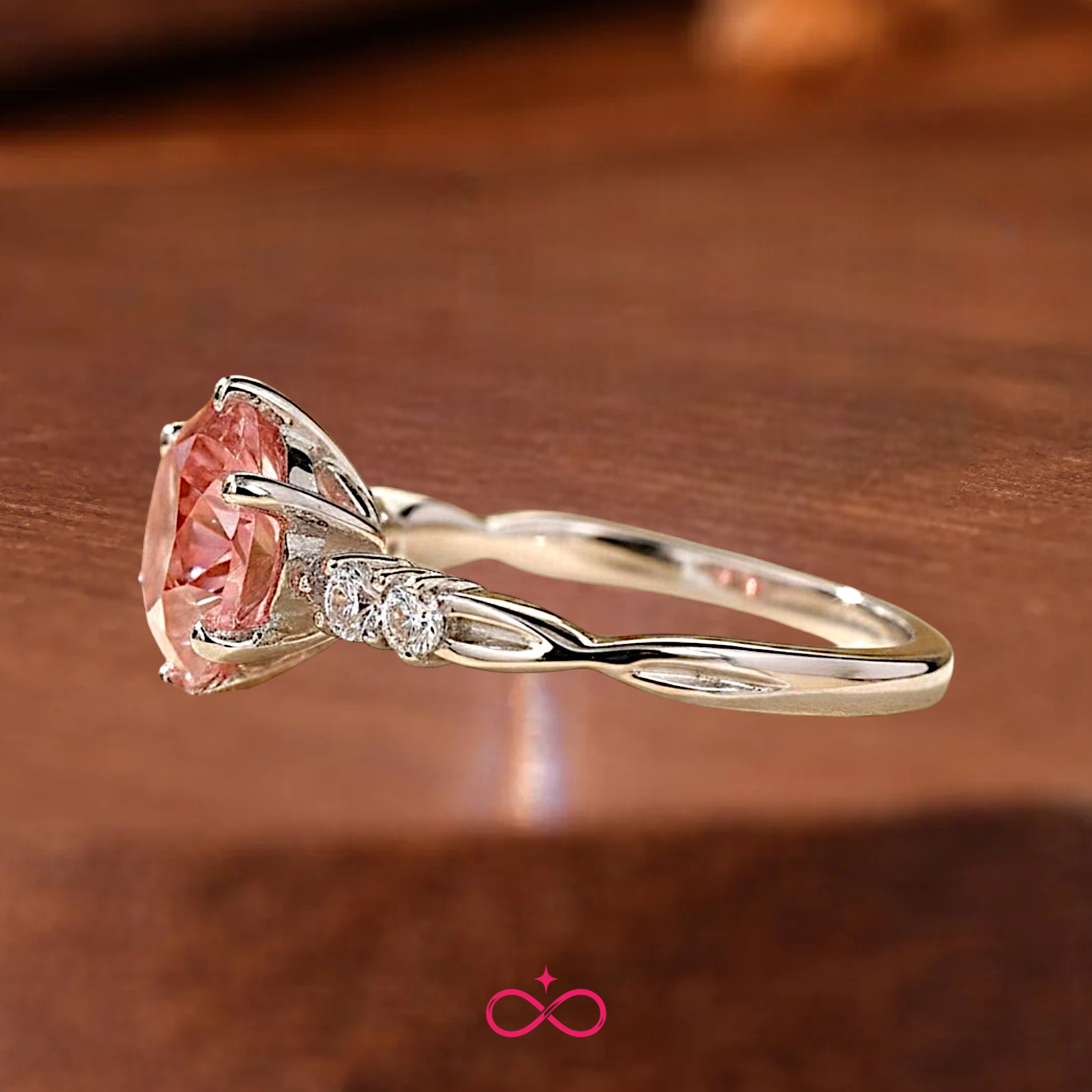Fancy Vivid Pink Lab Created Round Cut Diamond Ring 2.10 Ct 950 Platinum E VVS2