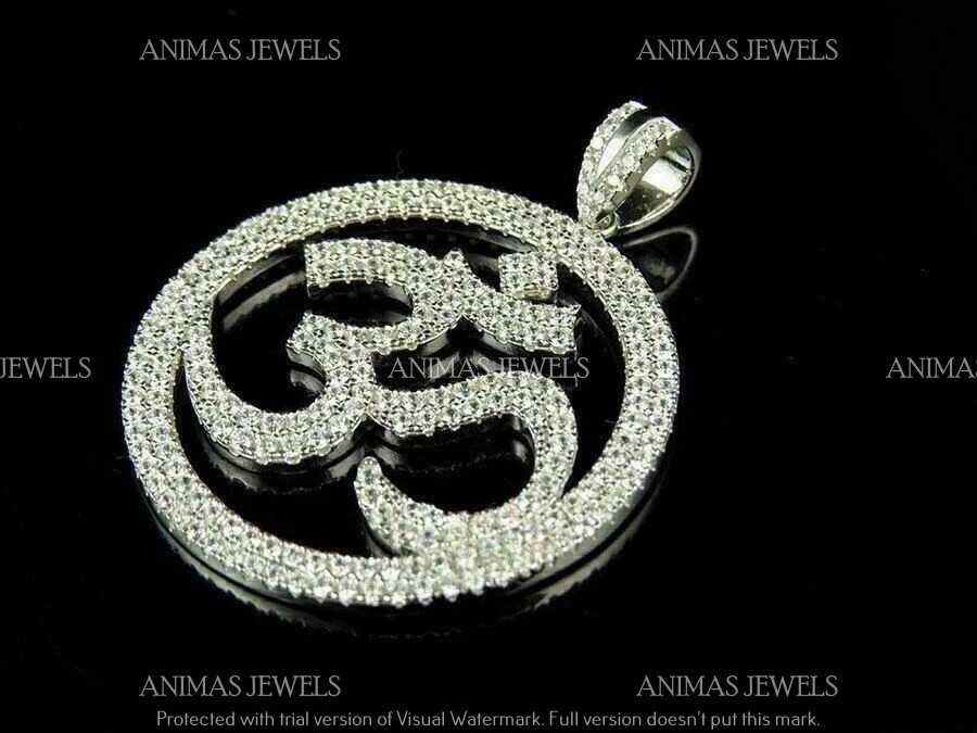 2.50 Ct Round Real VVS Moissanite OM Medallion Pendant Charm 925 Sterling Silver