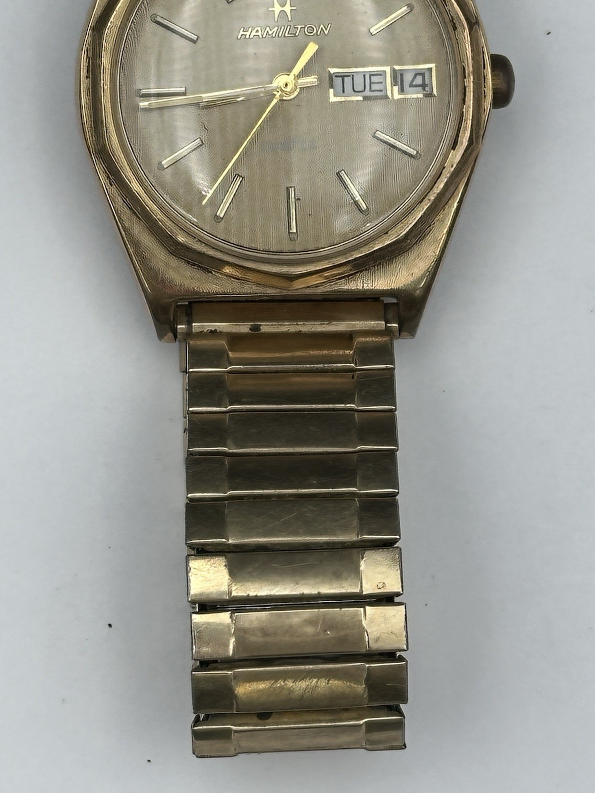 ✅ Hamilton Watch – Golden Case & Dial – Day/Date SWISS Quartz – Rare Vintage ✅