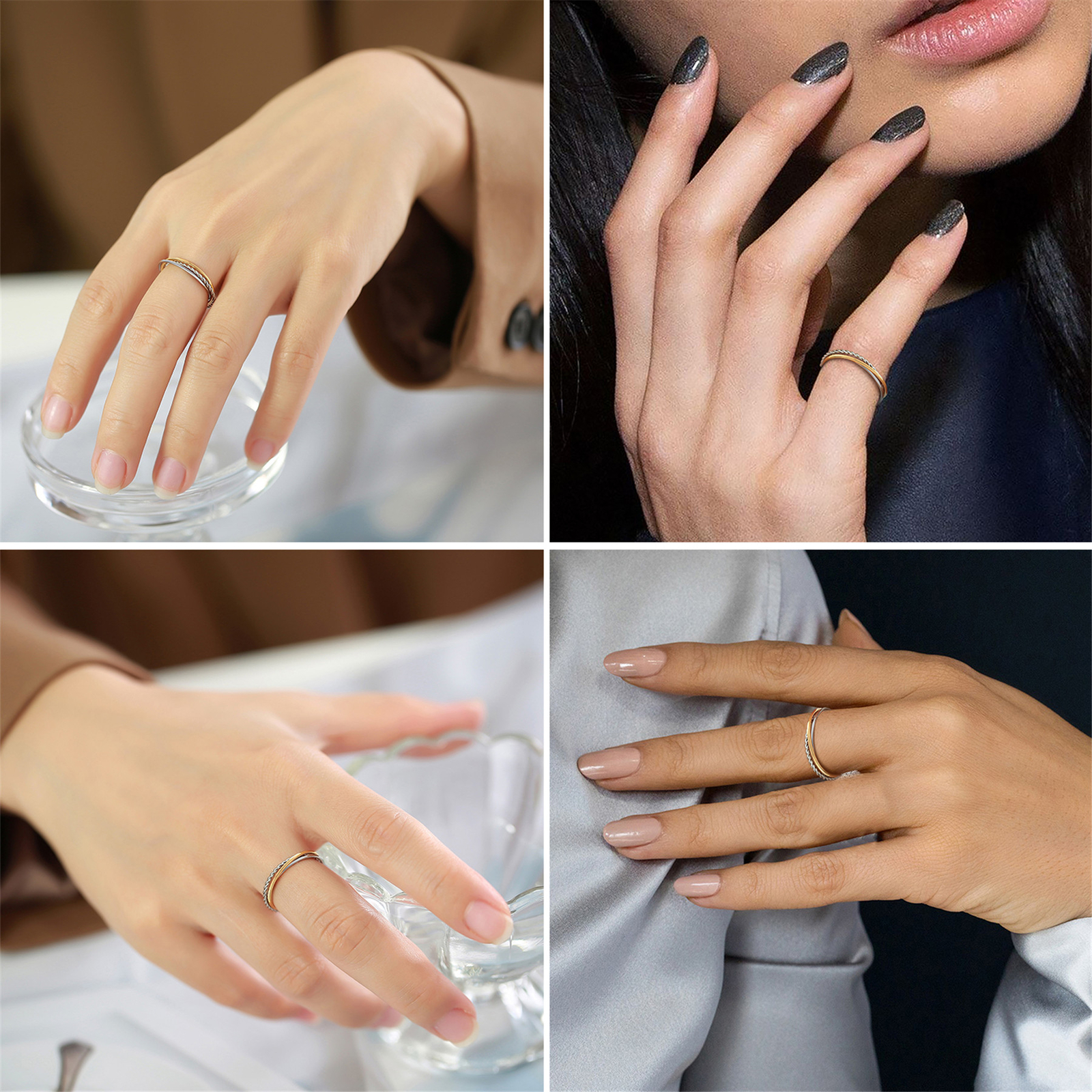 3-in-1 Stainless Steel Women Ring Band Wedding Engagement Anniversary #6-9