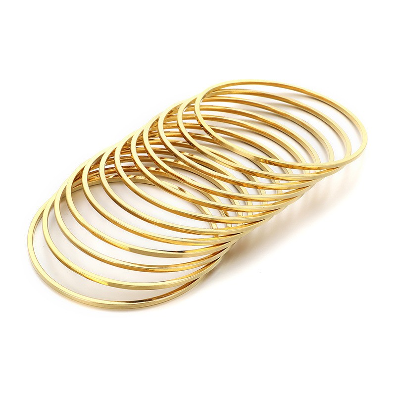12pcs Set Bangles for Women Stainless Steel Glossy Stackable Solid Bracelet 2mm