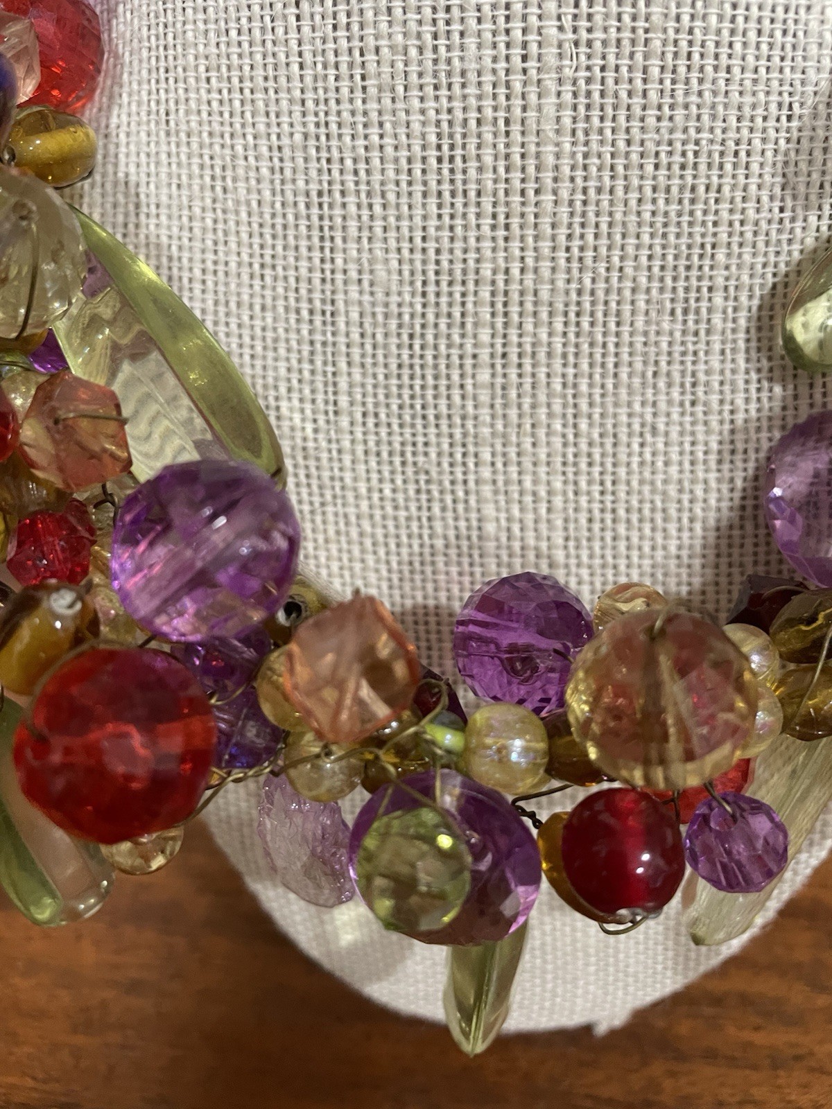 Extravagant Hand Beaded Glass Multi color Necklace. 19”