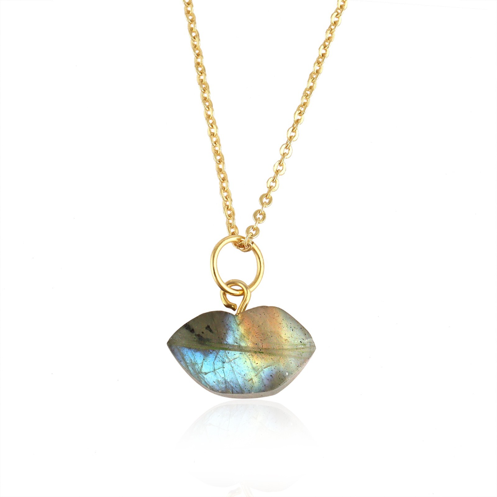Carved Gemstone Pendant Gold Plated Lips Shape Necklace Jewelry Gift For Her