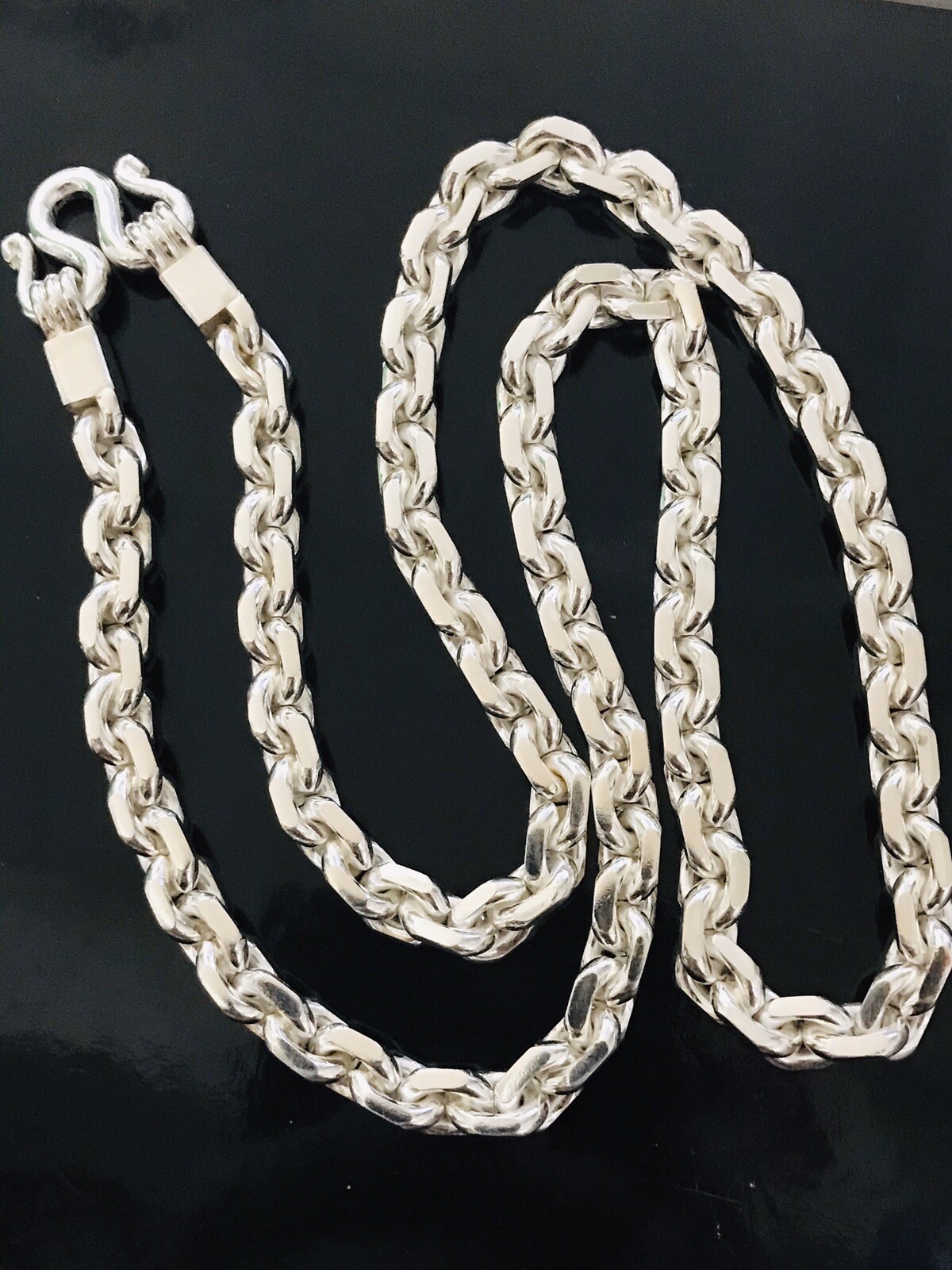 999 FINE silver Handmade anchor link Chain Necklace Approx 100.00 Grams 24 inch