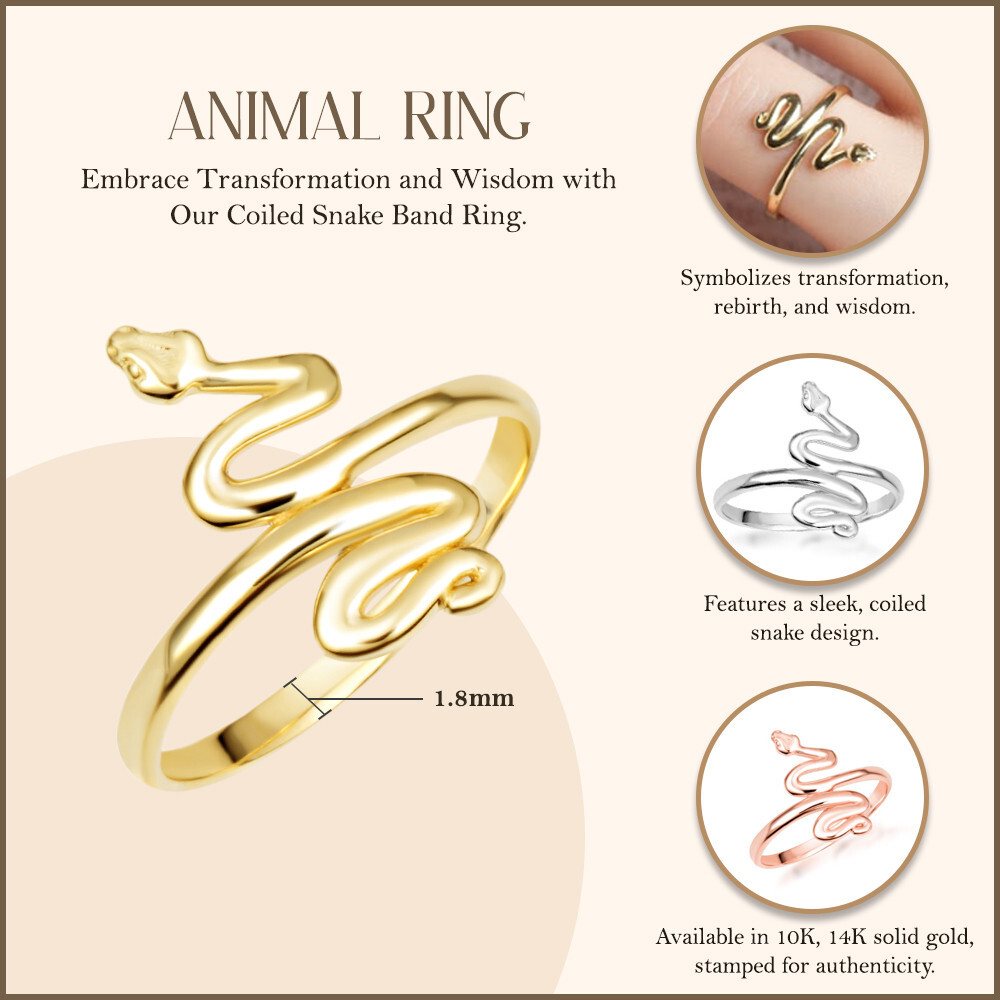 Gold Coiled Snake Band Ring (Available in Yellow/Rose/White Gold)