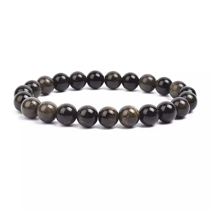 Natural Stone Beads Bracelet gold obsidian, 17cm-6.7inch, 6mm beads